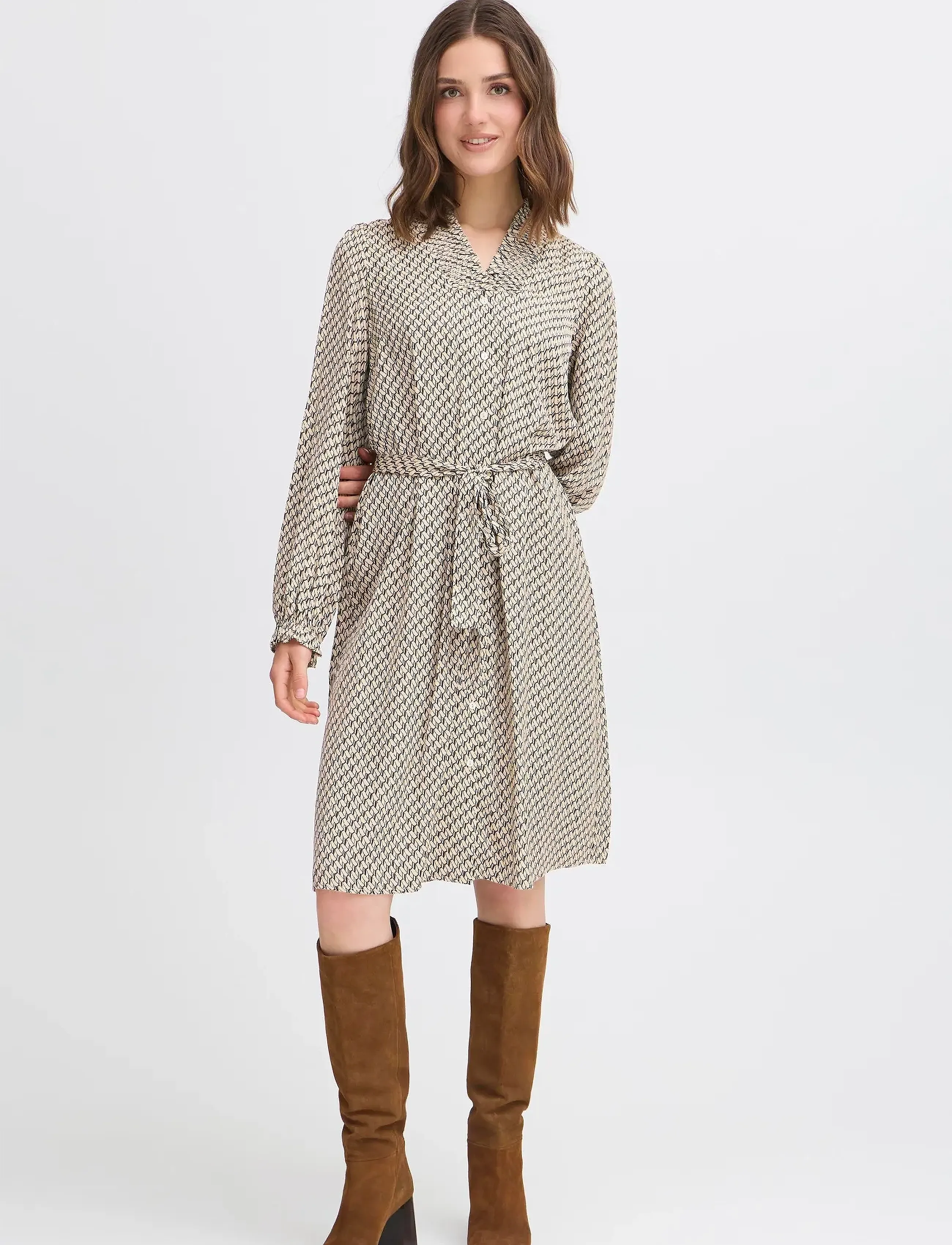 Fransa Frnatalia Dr 1, Kvinder, Skjortekjole, Beige, Str: XS