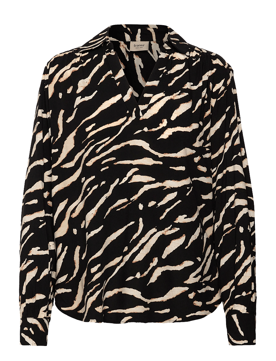 Fransa - FRFLOWY BL 6 - long sleeved blouses - black art - 0