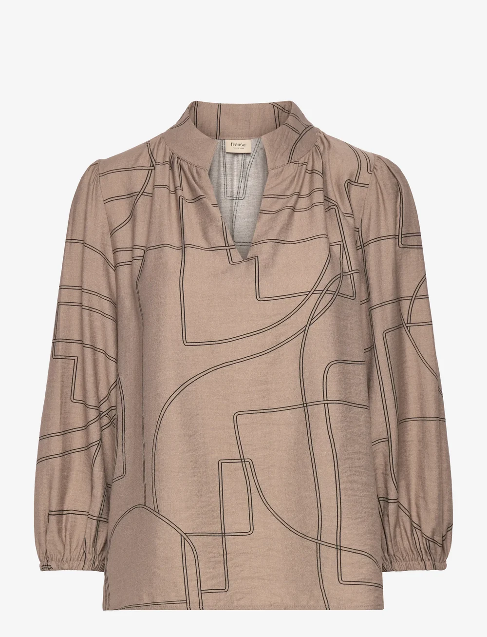 Fransa - FRDAPHNE BL 1 - pikkade varrukatega pluusid - desert taupe art - 0