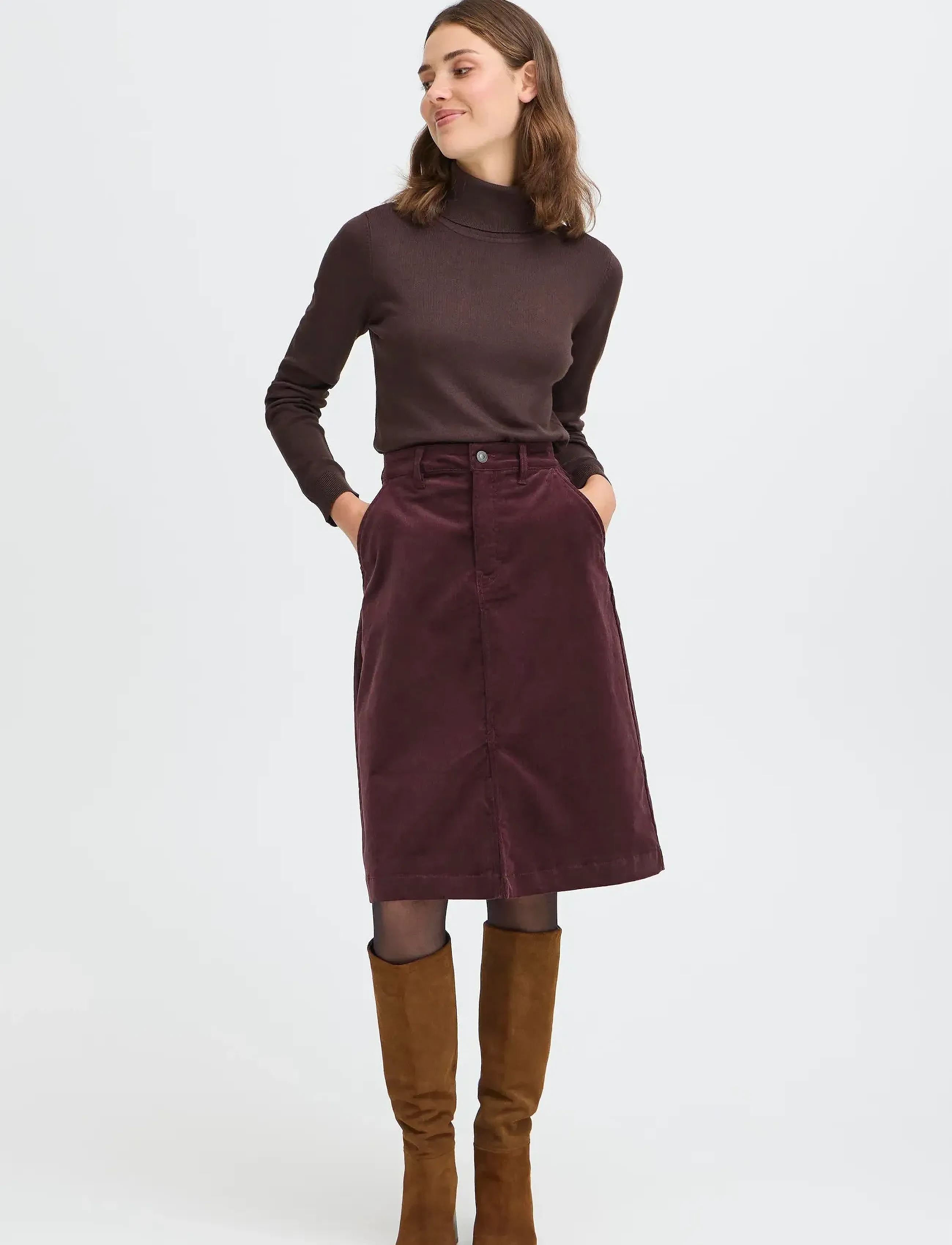 Fransa FRTEAN SK 3 - Midi-Röcke - FUDGE / burgundy