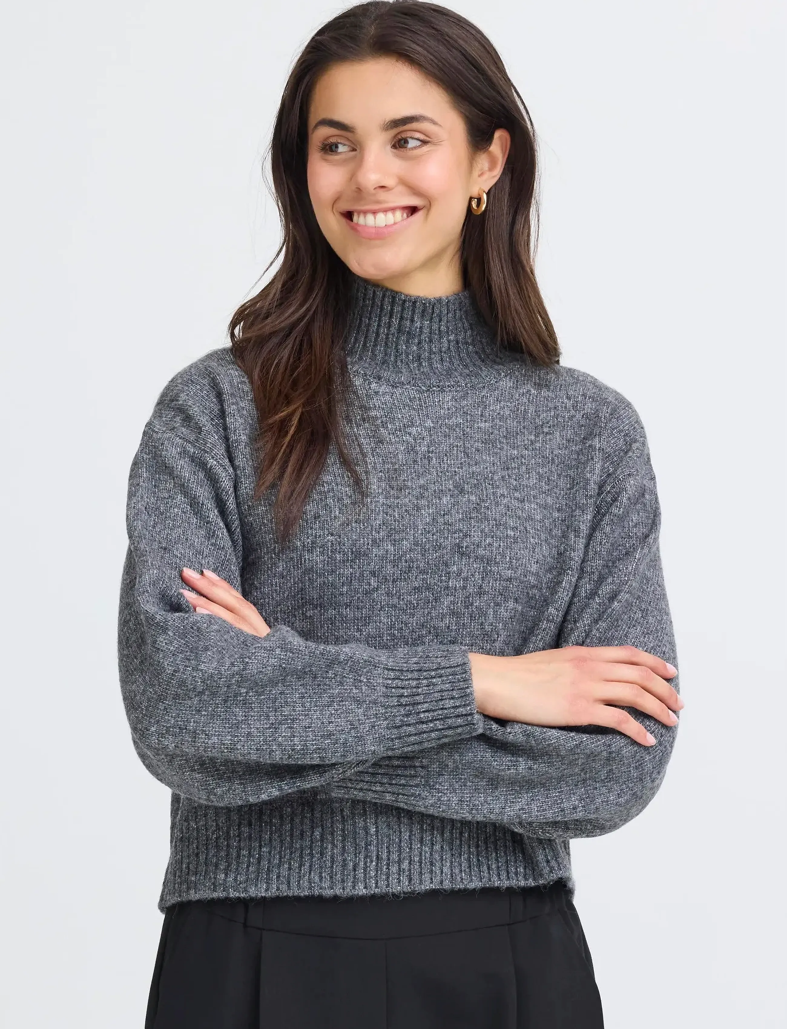 Fransa - FRGIGI PU 1 - megztiniai - gray pinstripe melange - 3
