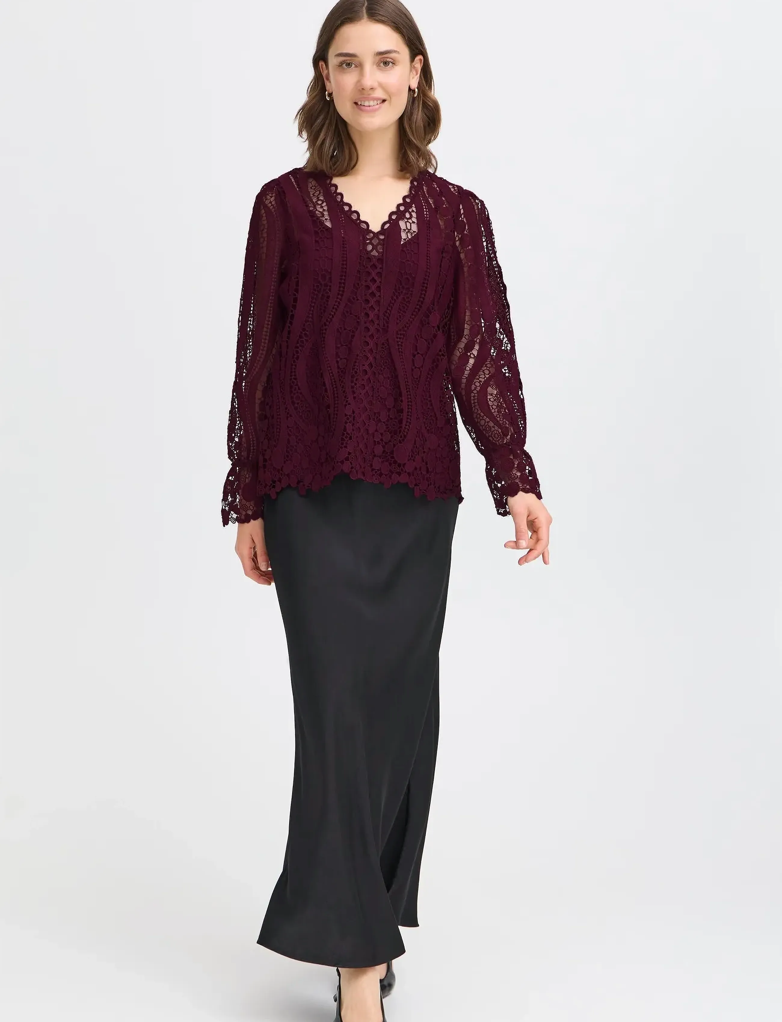 Fransa Frbelle Bl 2, S, Burgundy, Bluser > Langærmede, Dame