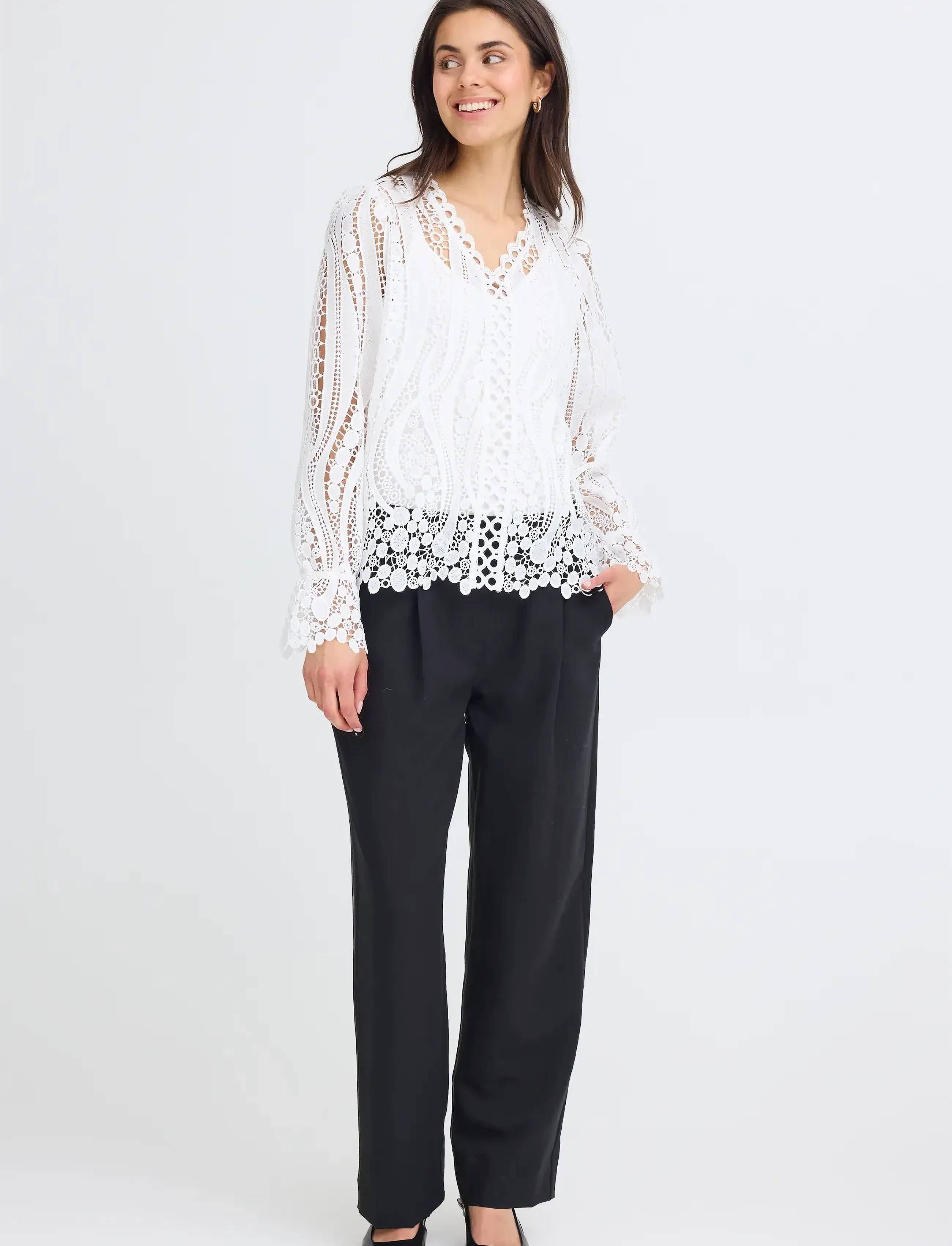 Fransa Frbelle Bl 2, S, White, Bluser > Langærmede, Dame