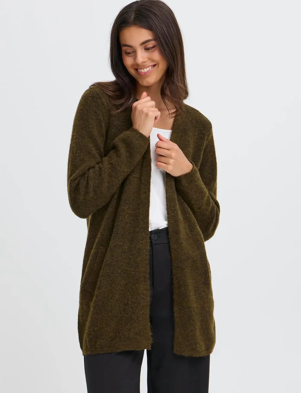Fransa - FRSANNY CAR 7 - cardigans - dusty olive melange - 3
