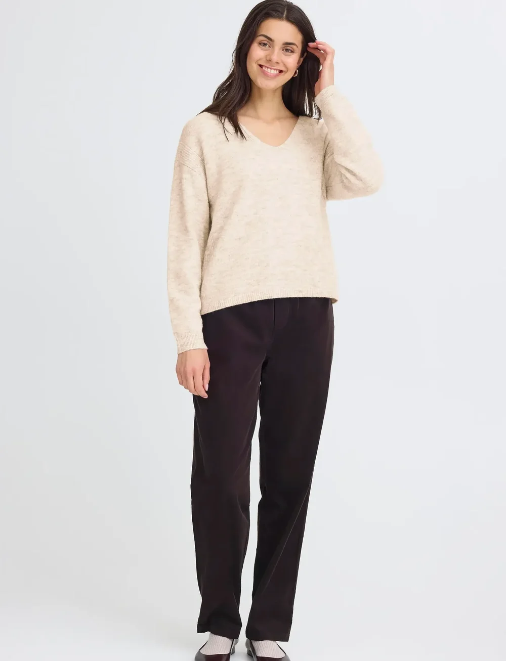 Fransa - FRSANNY PU 8 - stickade tröjor - oatmeal melange - 0