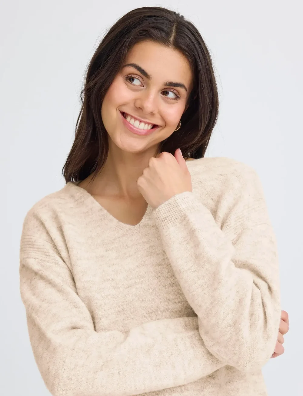 Fransa - FRSANNY PU 8 - stickade tröjor - oatmeal melange - 5