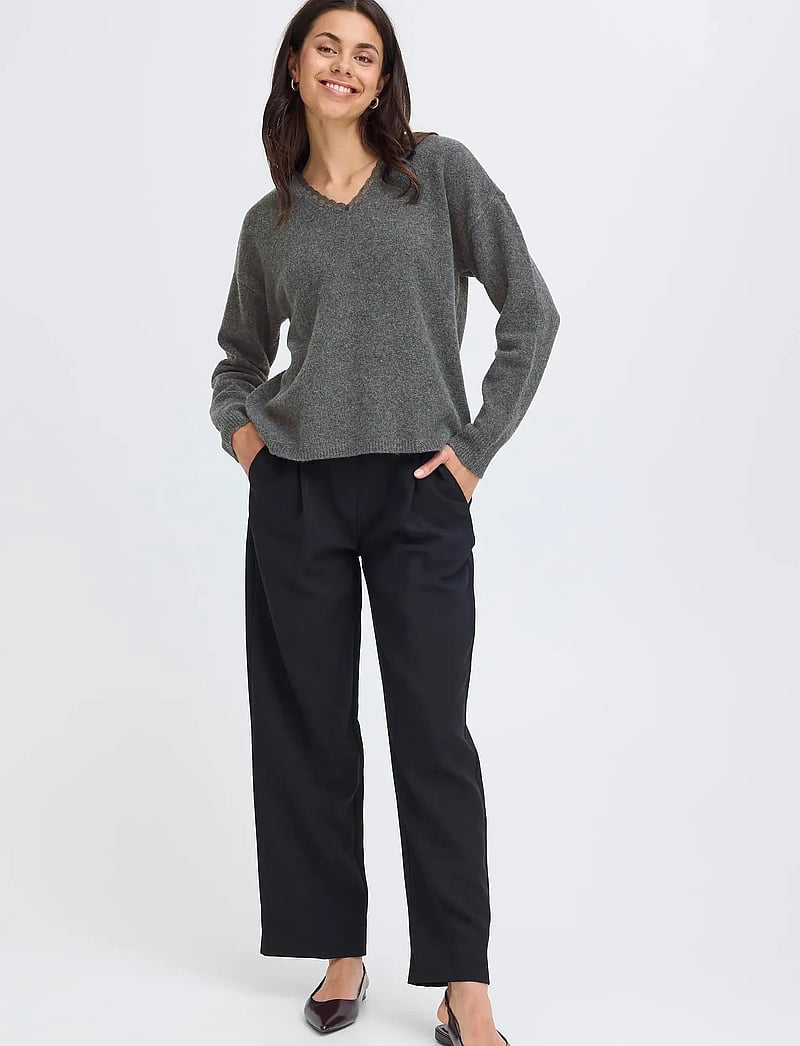 Fransa - FRELLEN PU 1 - stickade tröjor - gray pinstripe melange - 0