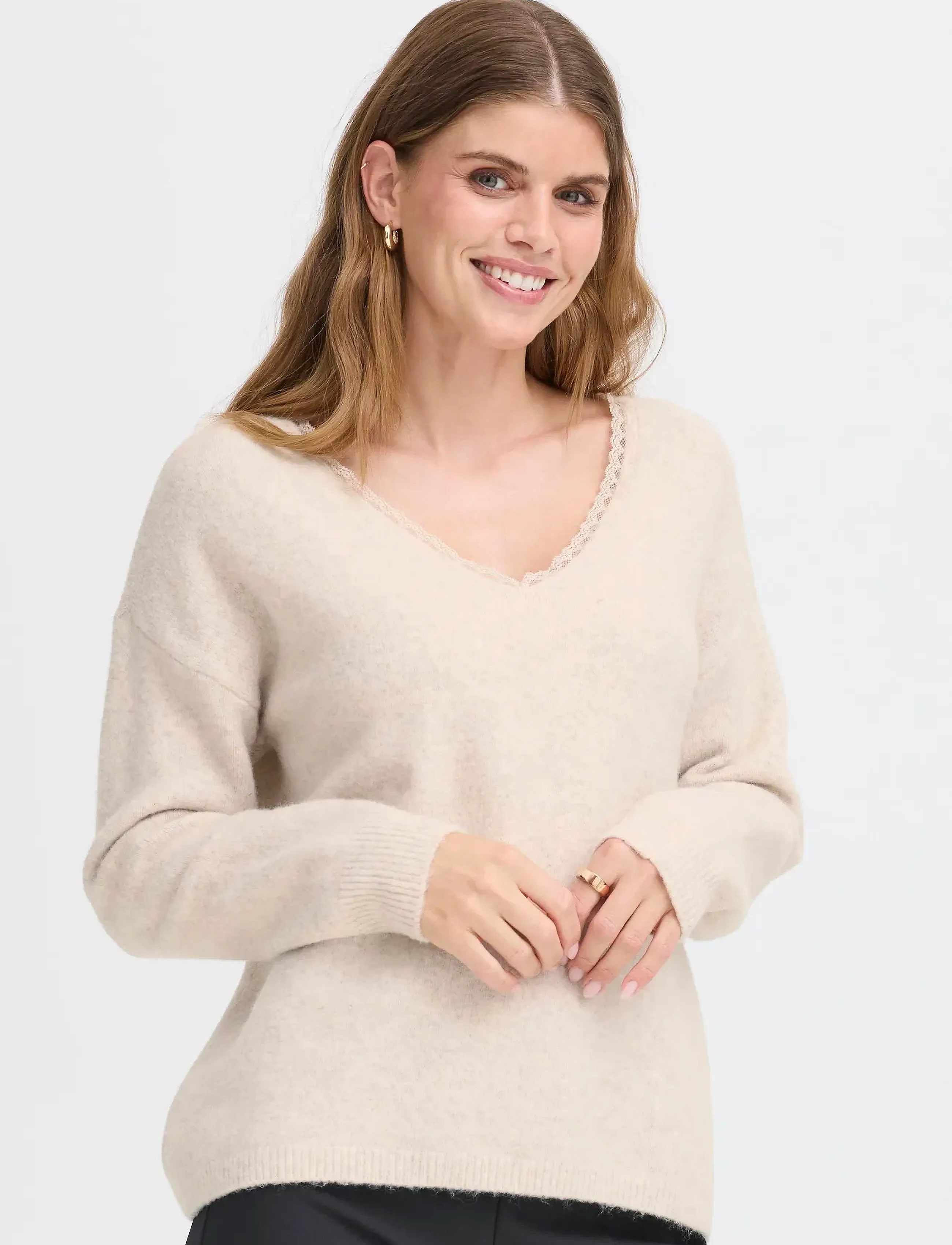 Fransa - FRELLEN PU 1 - pullover - oatmeal melange - 3