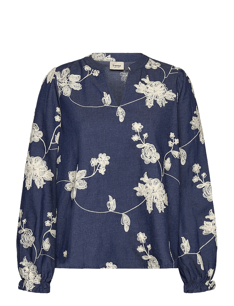 Fransa - FRDARANA BL 1 - blūzes ar garām piedurknēm - mid blue emb. - 1