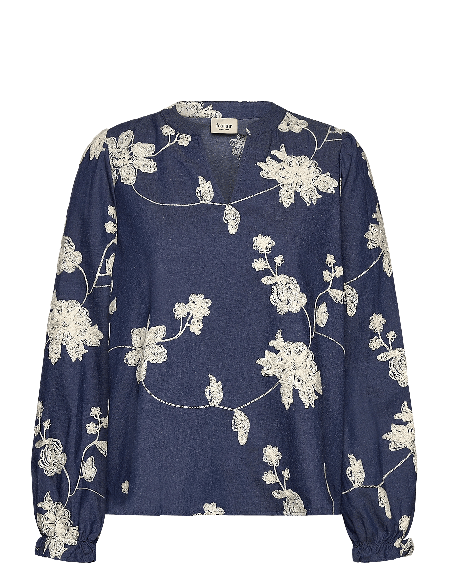 Fransa - FRDARANA BL 1 - langärmelige blusen - mid blue emb. - 1