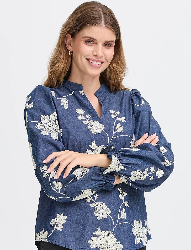 Fransa - FRDARANA BL 1 - blūzes ar garām piedurknēm - mid blue emb. - 3