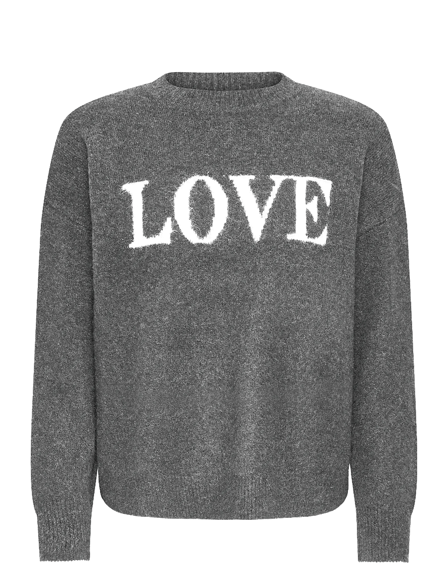 Fransa - FRFLORENCE PU 1 - jumpers - charcoal mel text - 1