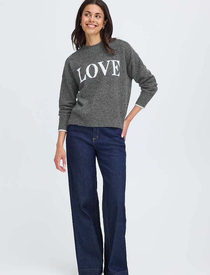 Fransa - FRFLORENCE PU 1 - megztiniai - charcoal mel text - 0