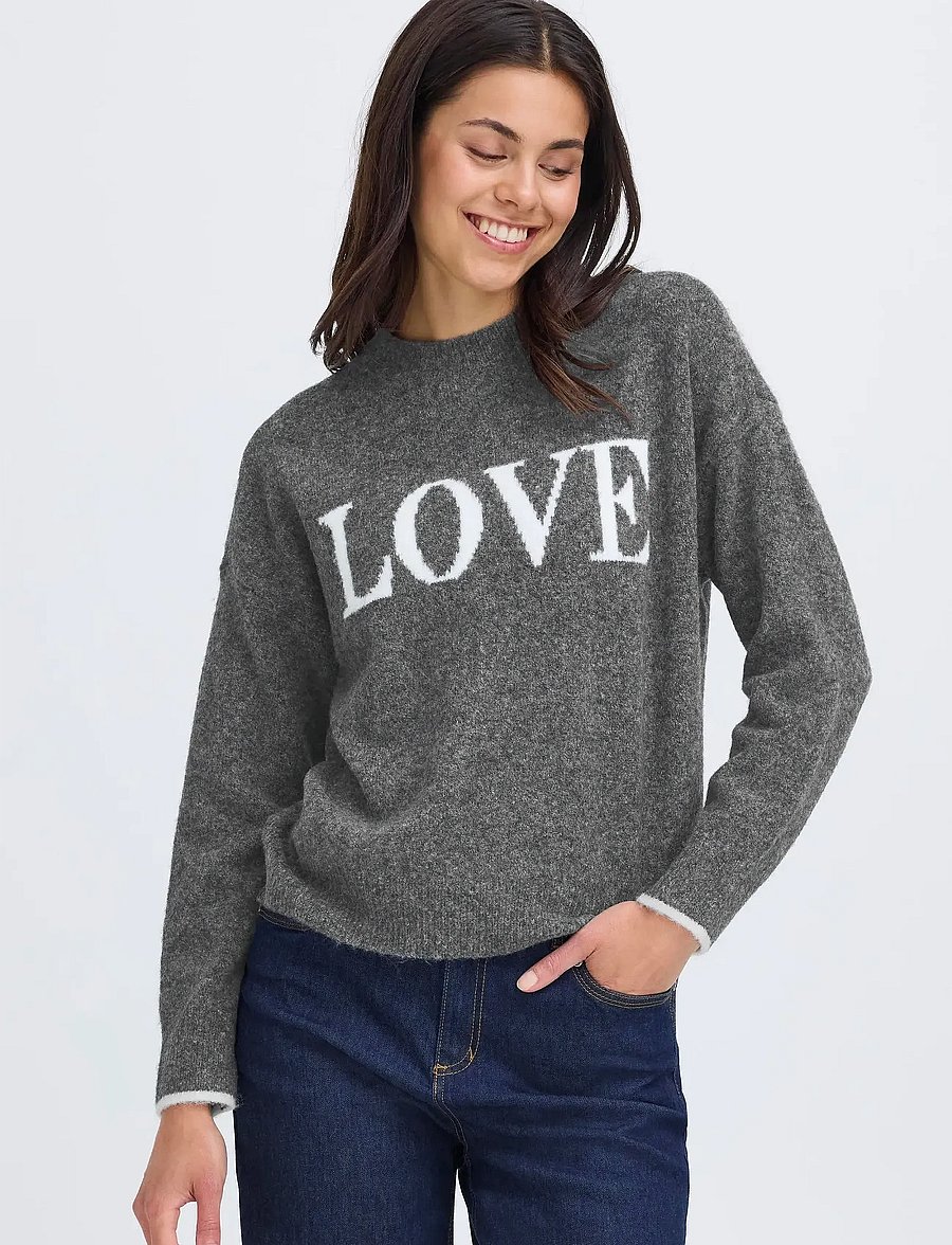 Fransa - FRFLORENCE PU 1 - pullover - charcoal mel text - 3