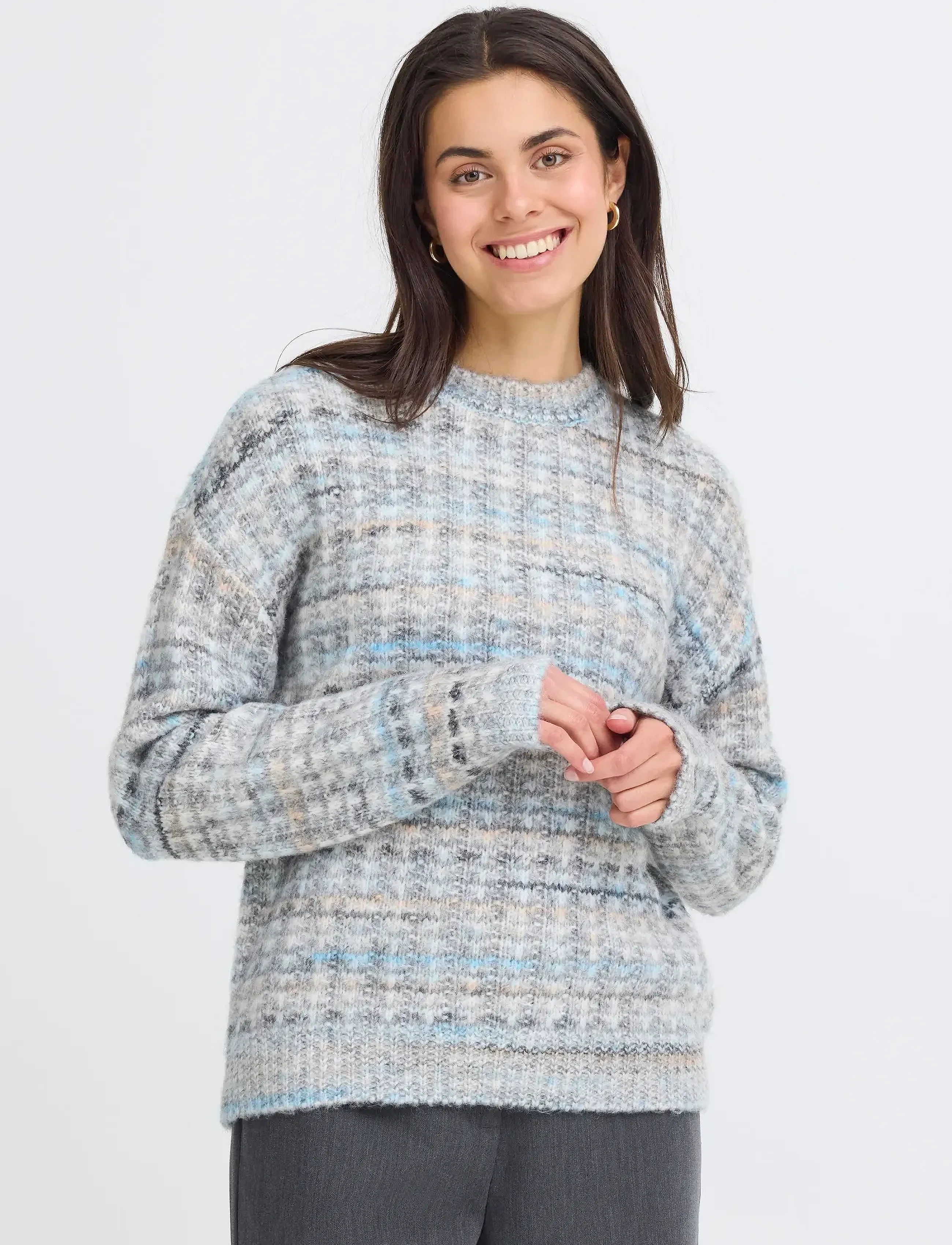 Fransa - FRDORA PU 1 - strikkegensere - light gray mel. multi - 3