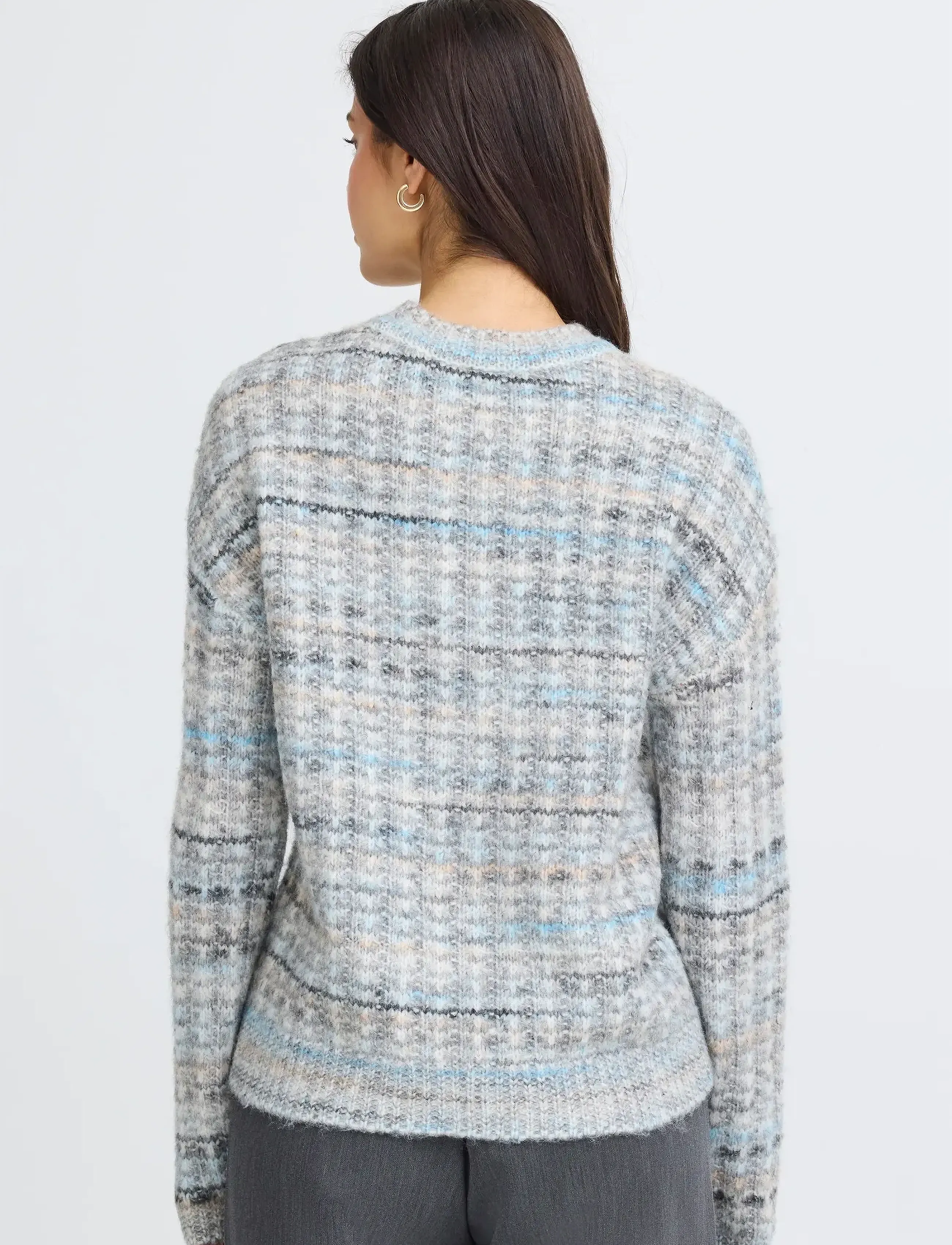 Fransa - FRDORA PU 1 - strikkegensere - light gray mel. multi - 4