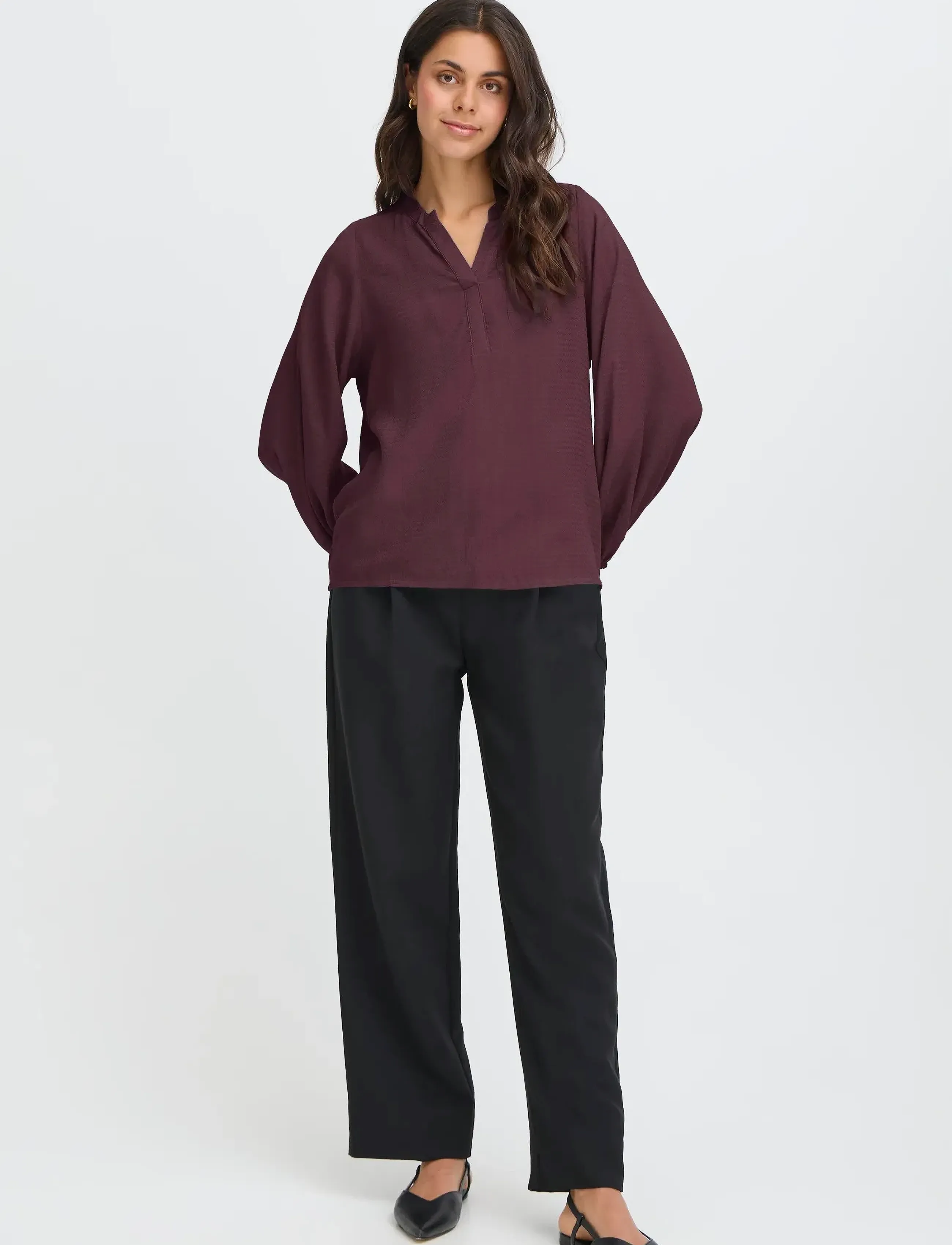 Fransa FRHIDA BL 1 - Bluser - FUDGE / burgundy