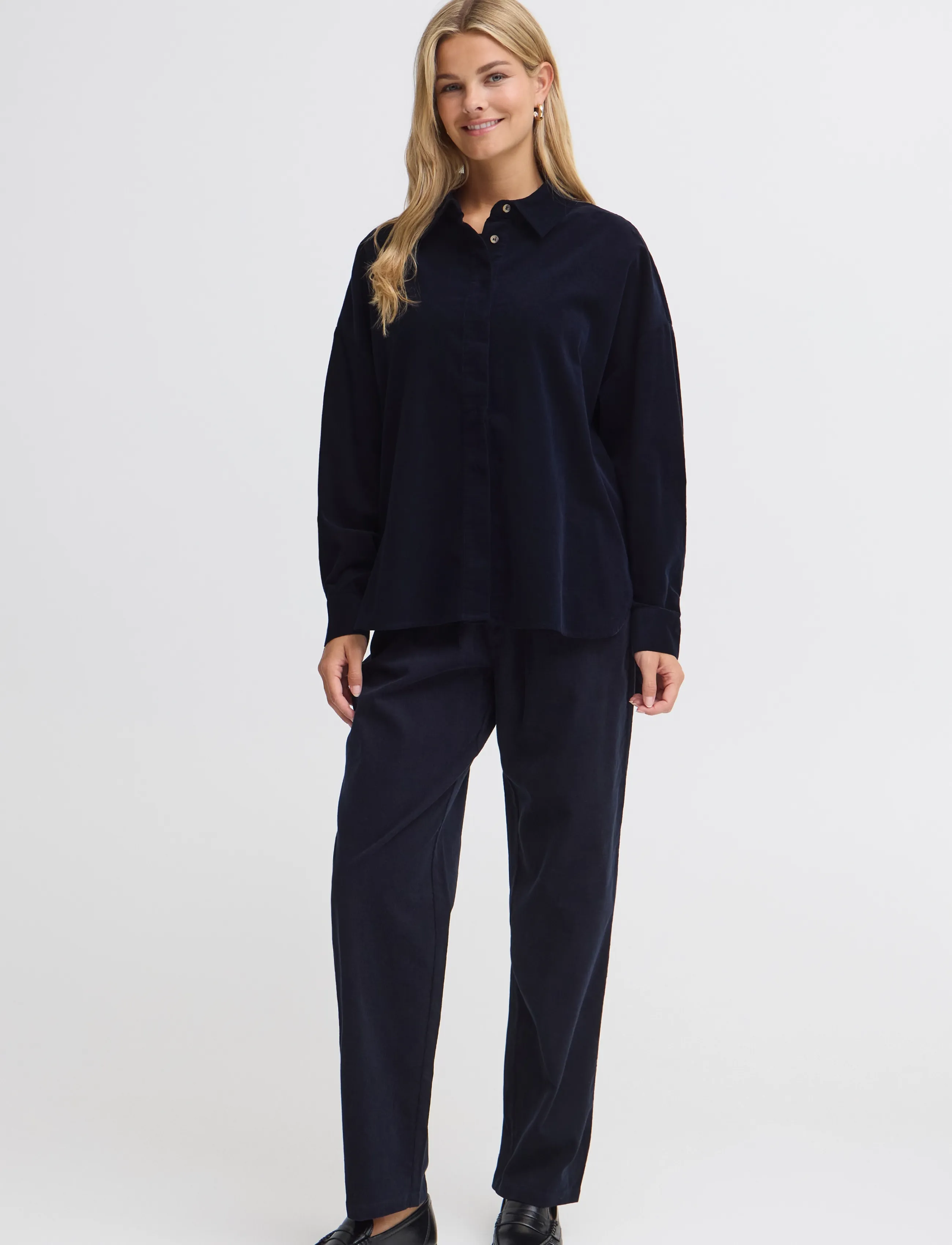 Fransa Frcory Sh 3, Kvinder, Fløjls Skjorte, Navy, Str: XXL