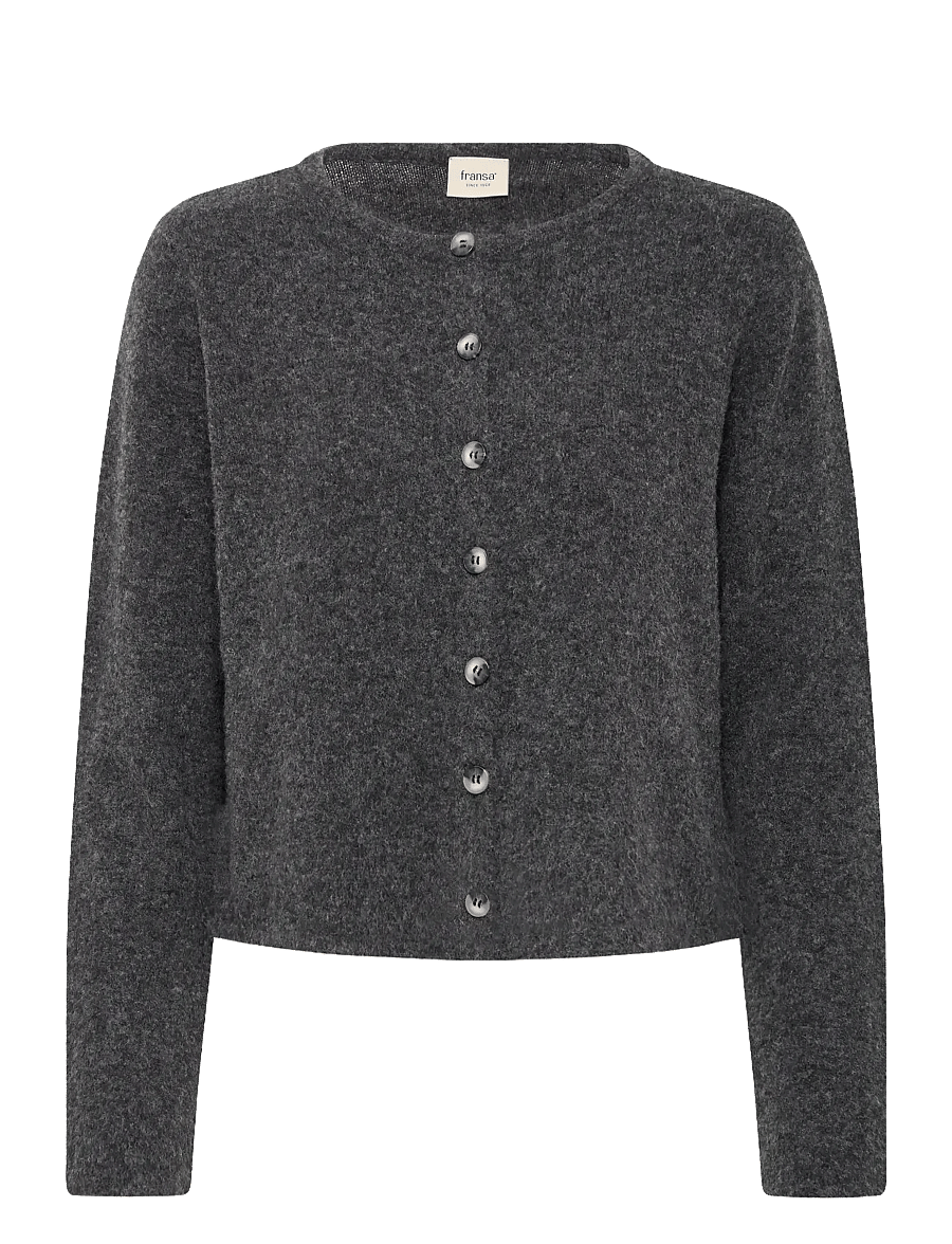 Fransa - FRNOAH CAR 1 - strickjacken - charcoal gray melange - 1