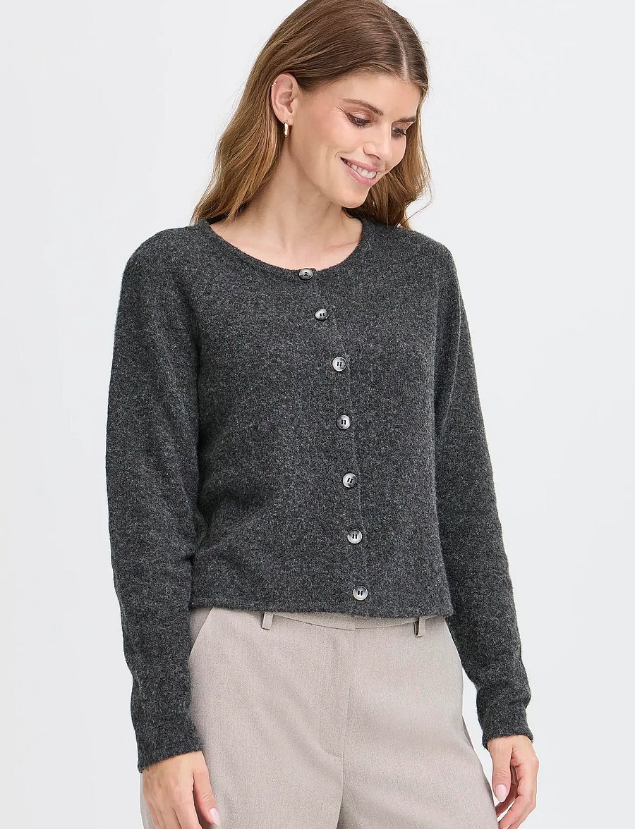 Fransa - FRNOAH CAR 1 - strickjacken - charcoal gray melange - 3