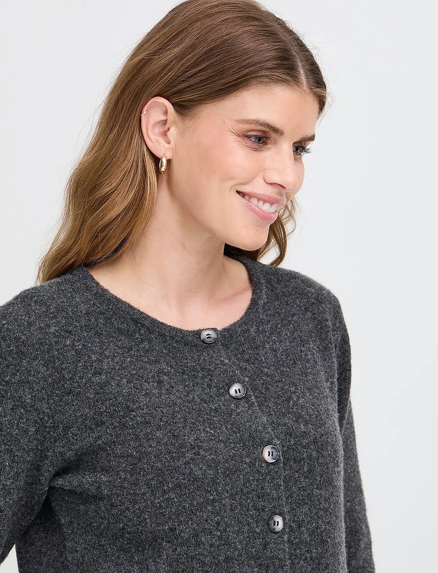 Fransa - FRNOAH CAR 1 - strickjacken - charcoal gray melange - 5