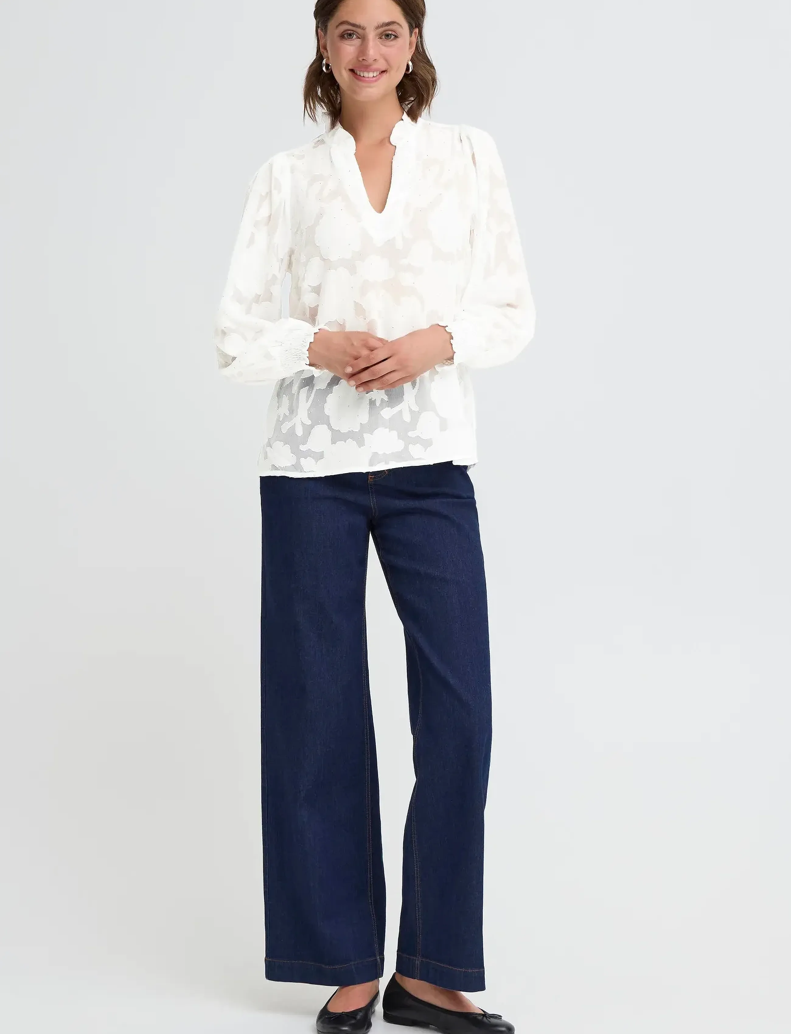 Fransa Frrhinestone Bl 1, M, Cream, Bluser > Langærmede, Dame