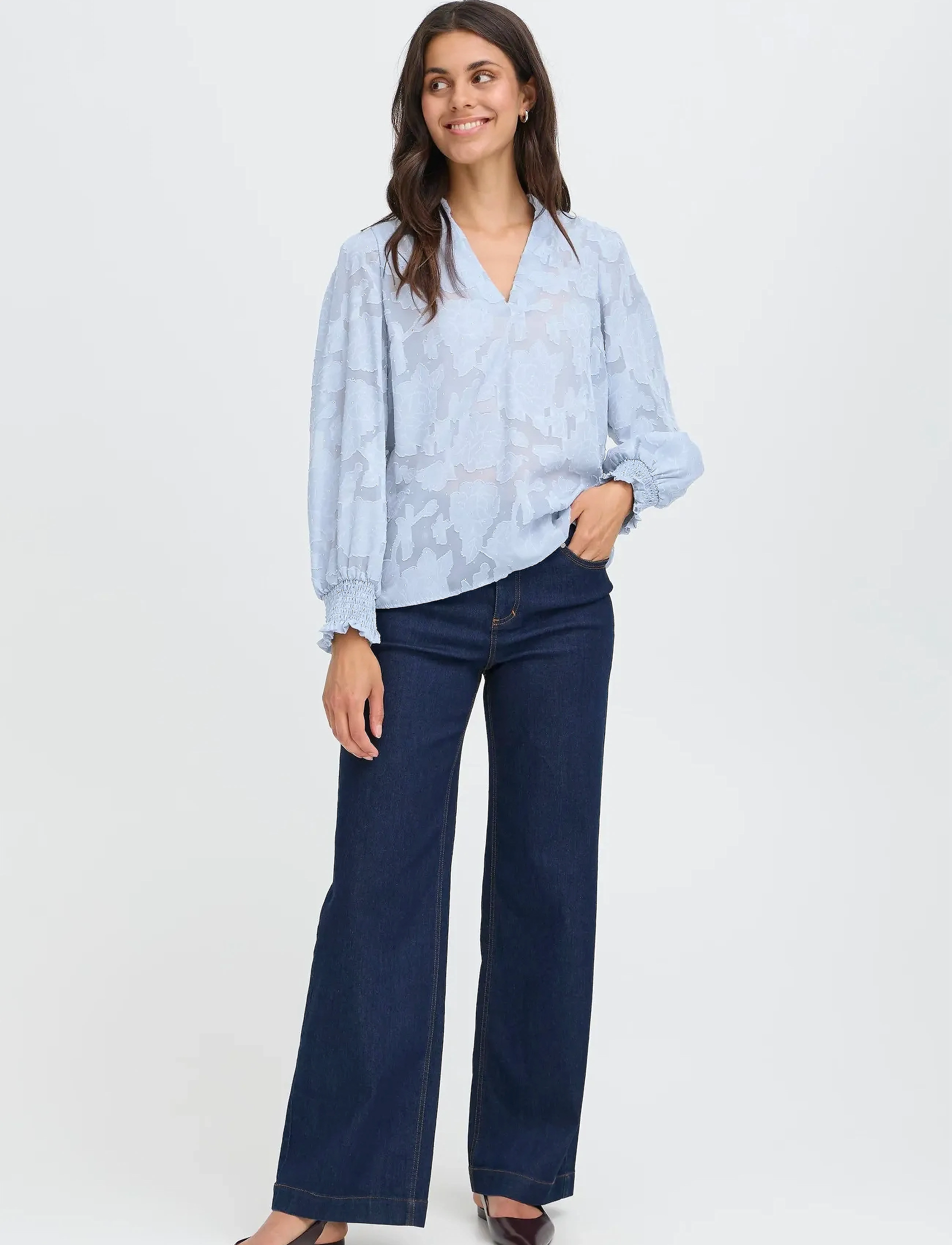 Fransa Frrhinestone Bl 1, XS, Blue, Bluser > Langærmede, Dame
