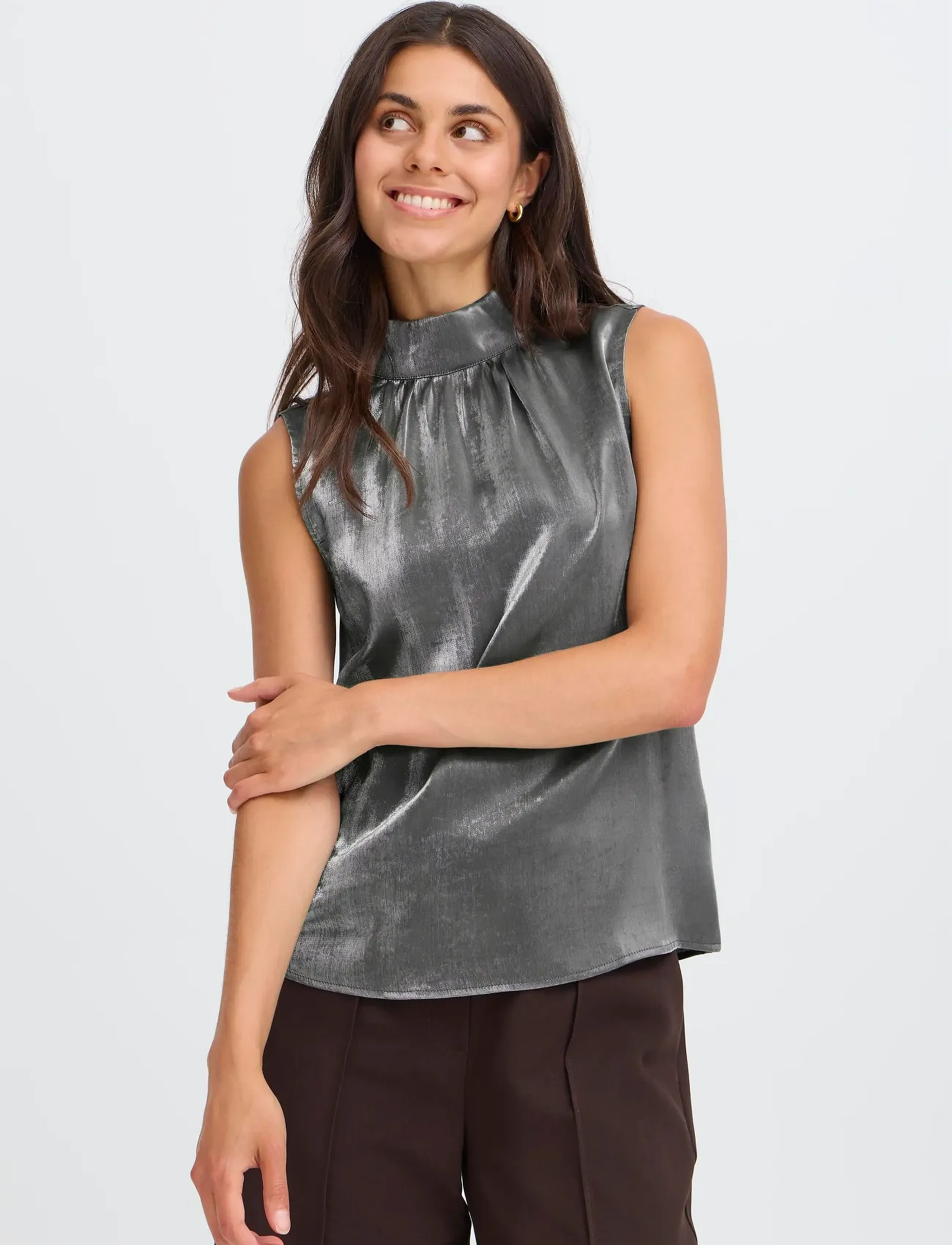 Fransa - FRYOLANDA TOP 1 - varrukateta pluusid - gray pinstripe - 3
