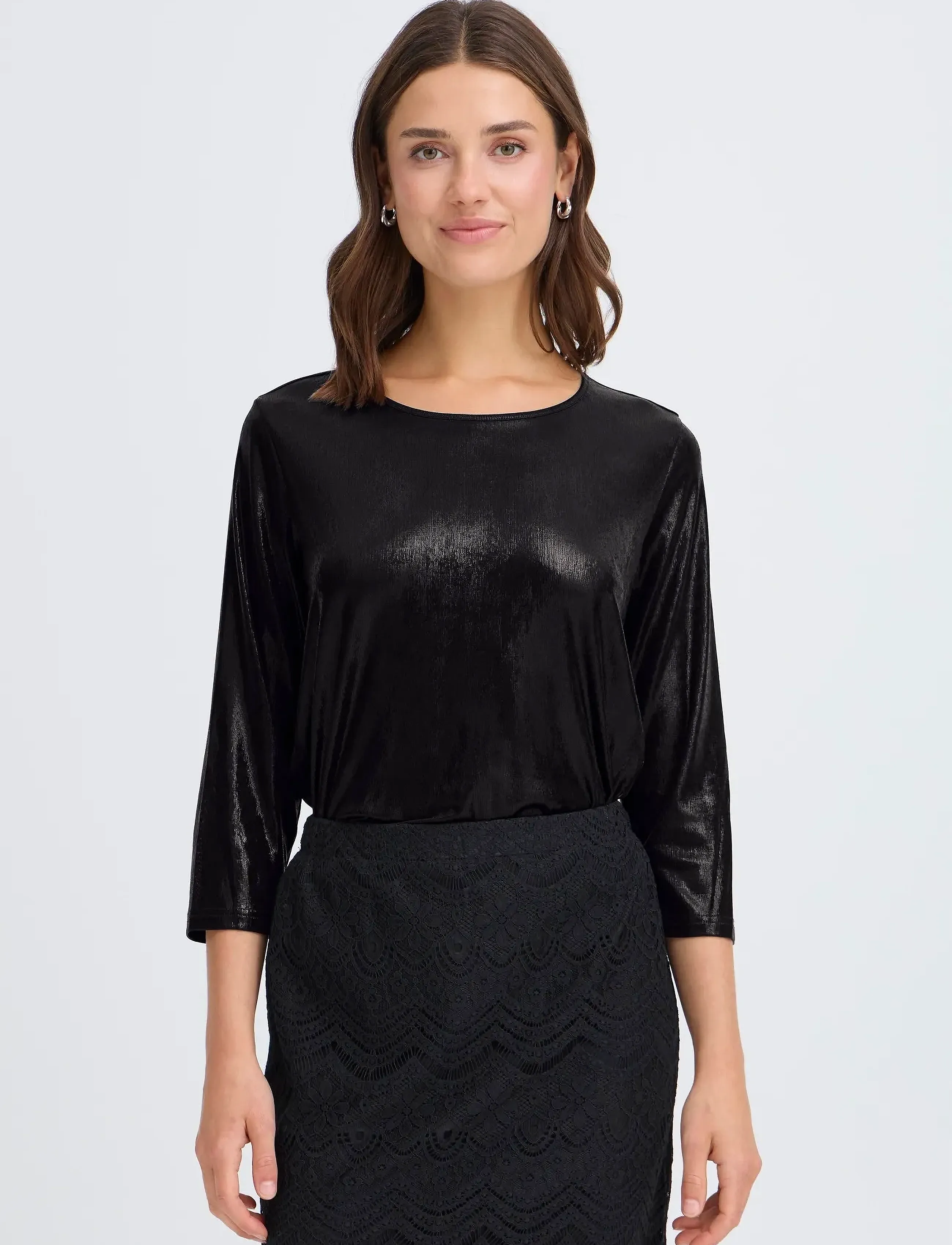 Fransa - FRFRANNY TEE 2 - långärmade toppar - black metallic - 3