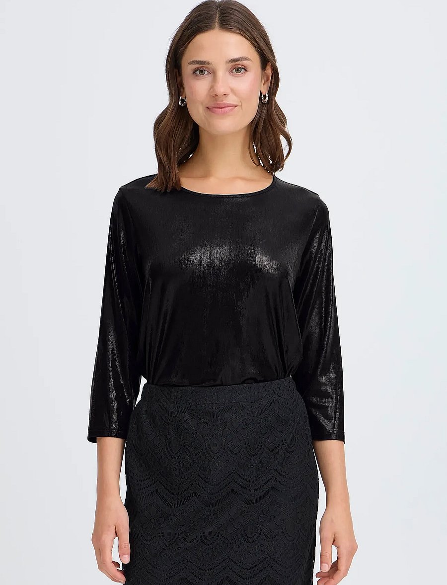 Fransa - FRFRANNY TEE 2 - langærmede toppe - black metallic - 3