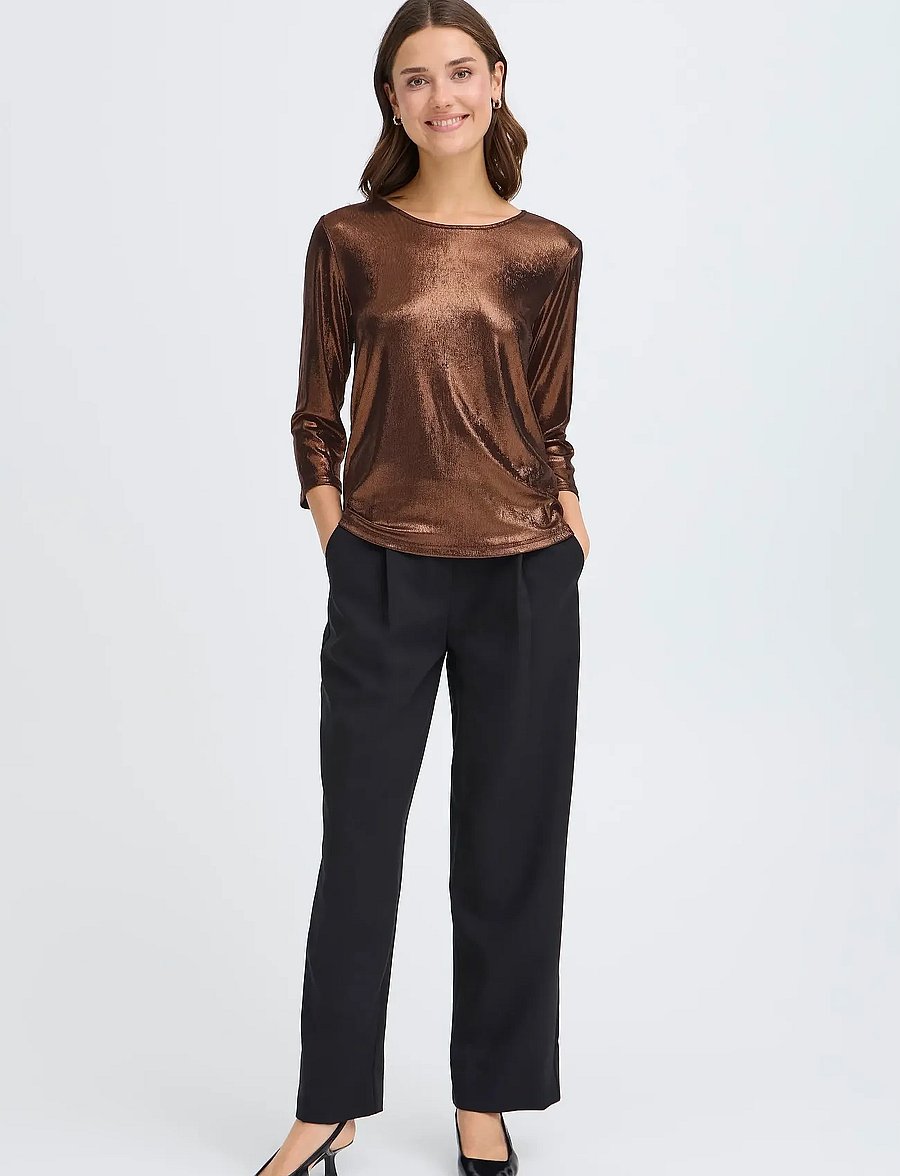 Fransa - FRFRANNY TEE 2 - langärmlige tops - copper metallic - 0