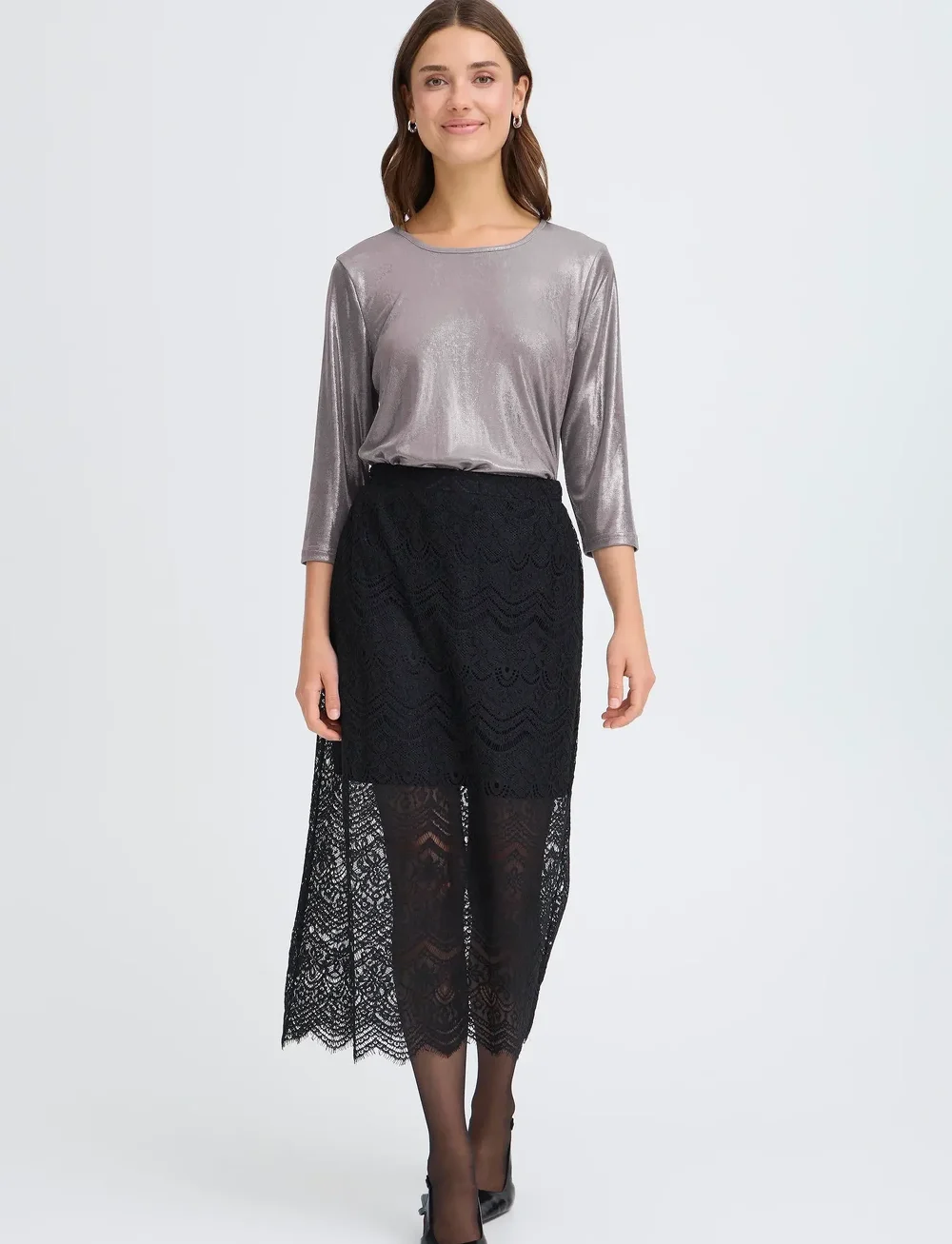 Fransa - FRFRANNY TEE 2 - langærmede toppe - silver metallic - 0