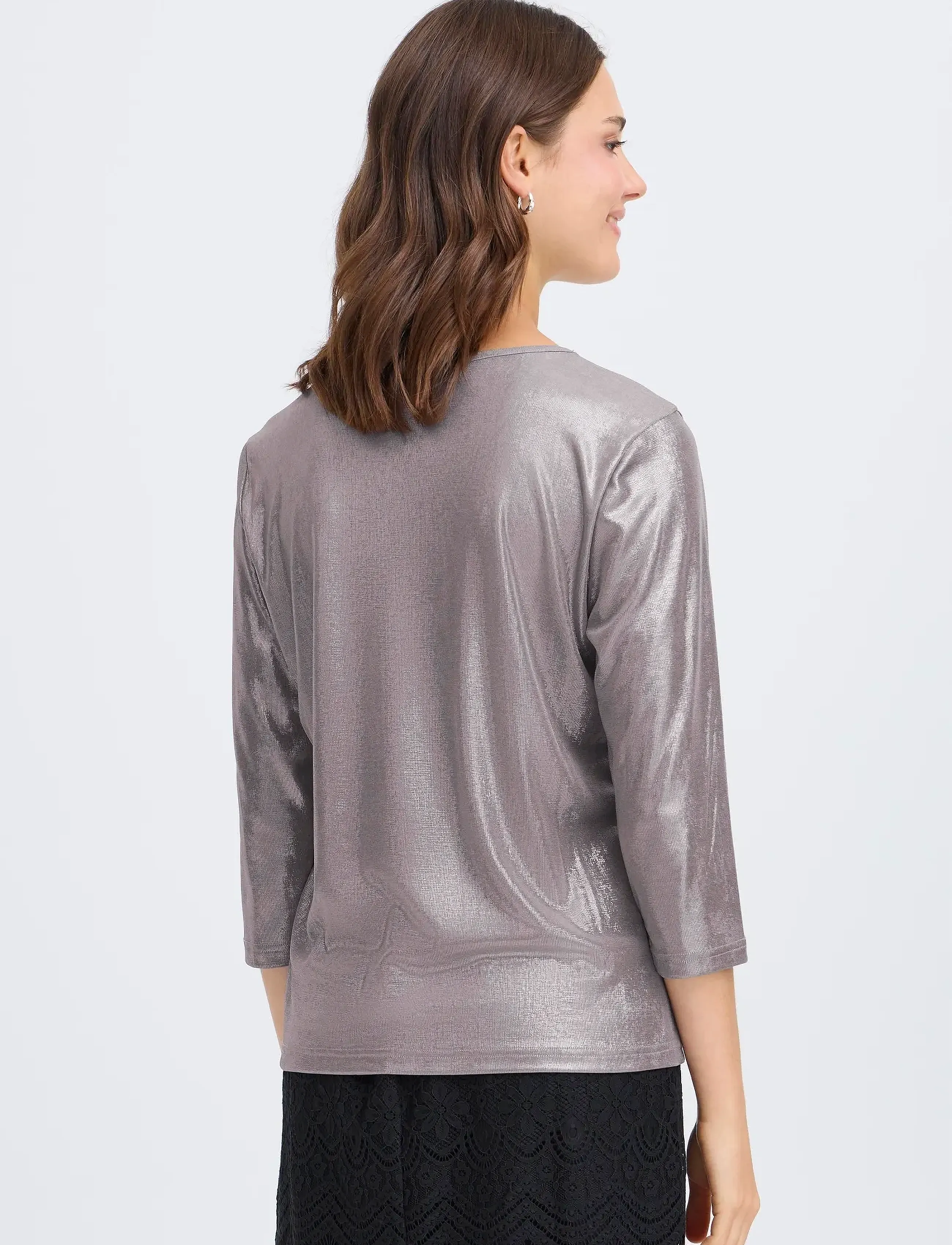 Fransa - FRFRANNY TEE 2 - long-sleeved tops - silver metallic - 4
