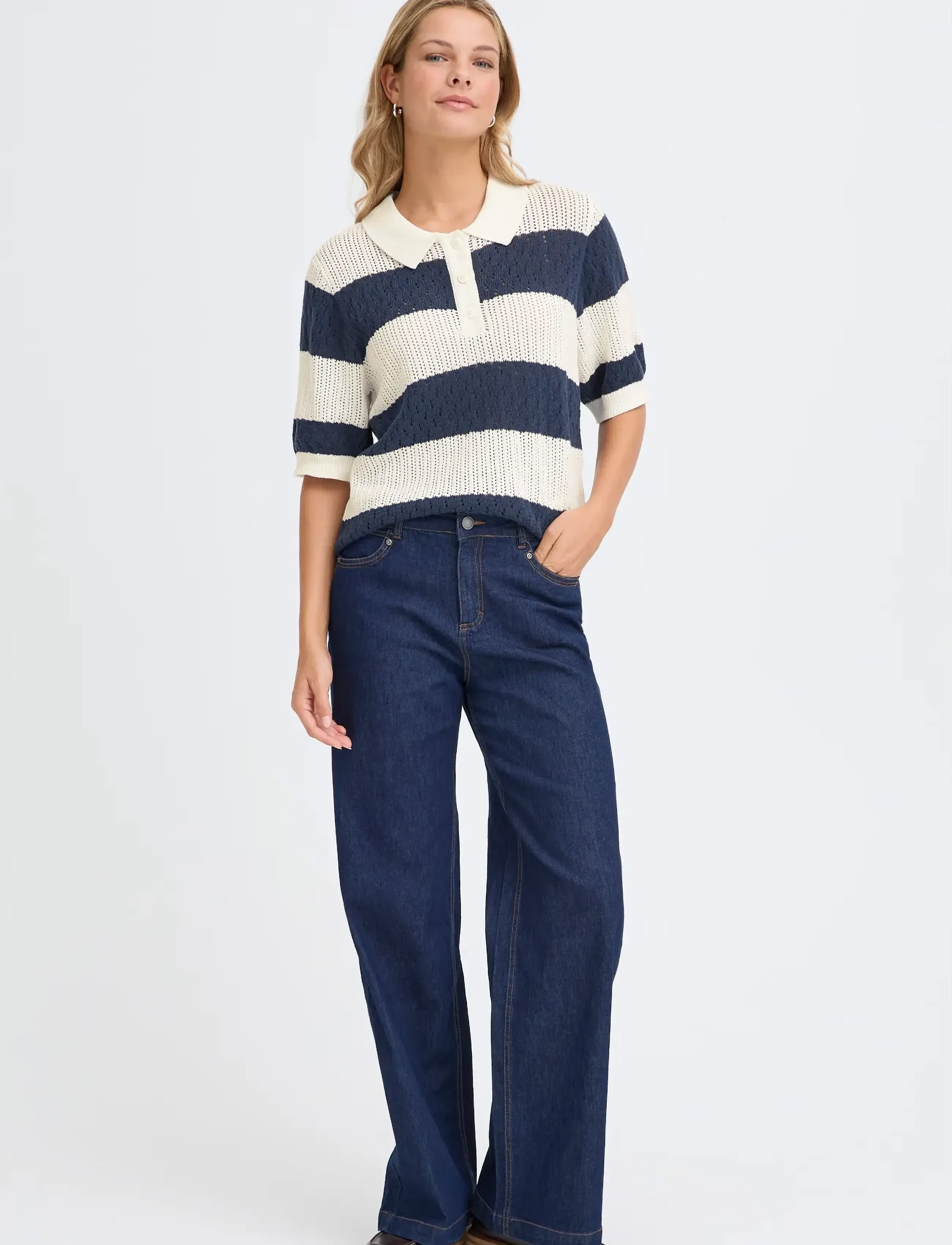 Fransa FRVALLY PU 1 - Polosärgid - NAVY BLAZER STRIPE / navy