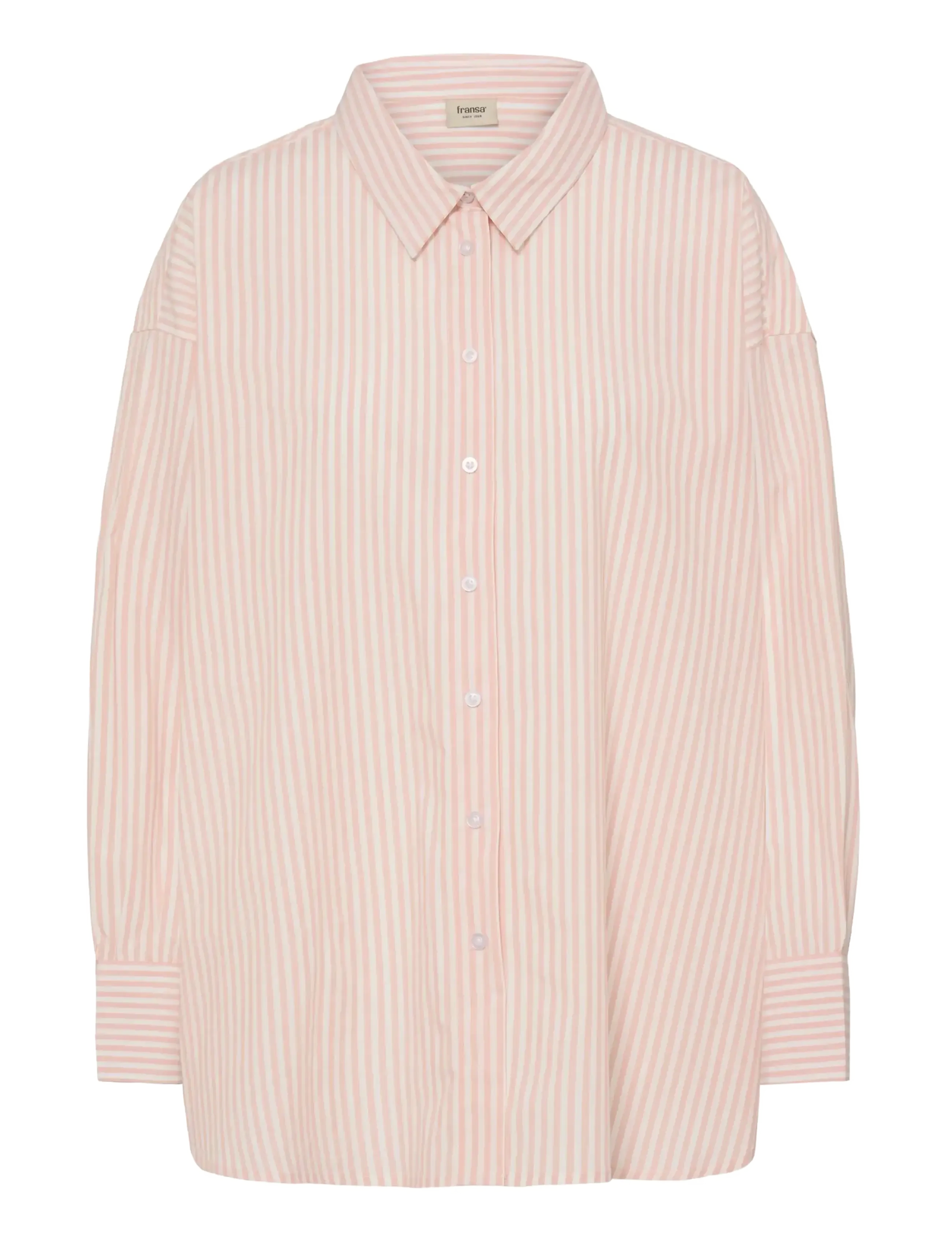 Fransa FRZASHIRT SH 11 - Transitional Layering - ROSE SMOKE WHITE STRIPE / pink/rose