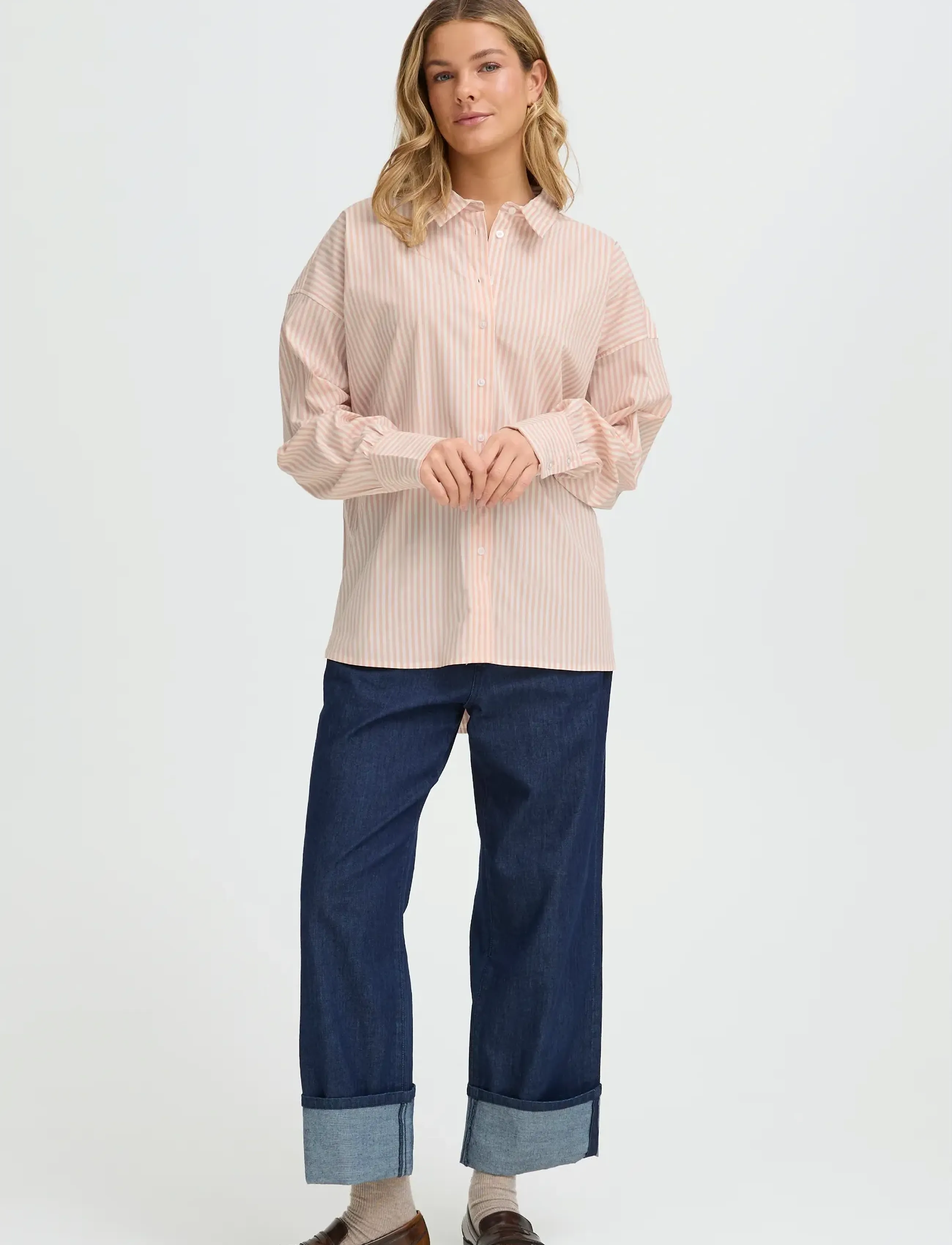 Fransa FRZASHIRT SH 11 - Langermede skjorter - ROSE SMOKE WHITE STRIPE / pink/rose