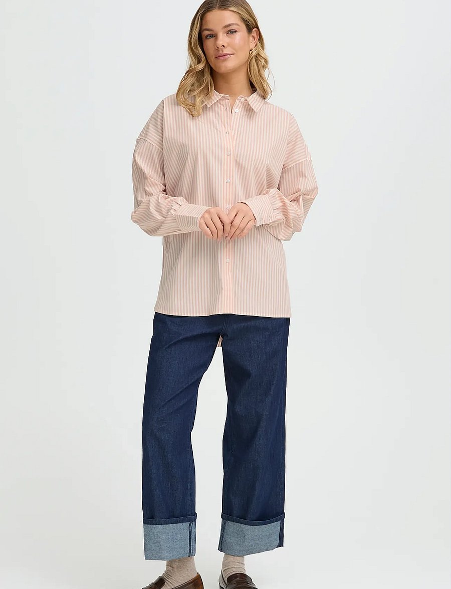 Fransa - FRZASHIRT SH 11 - pikkade varrukatega särgid - rose smoke white stripe - 0
