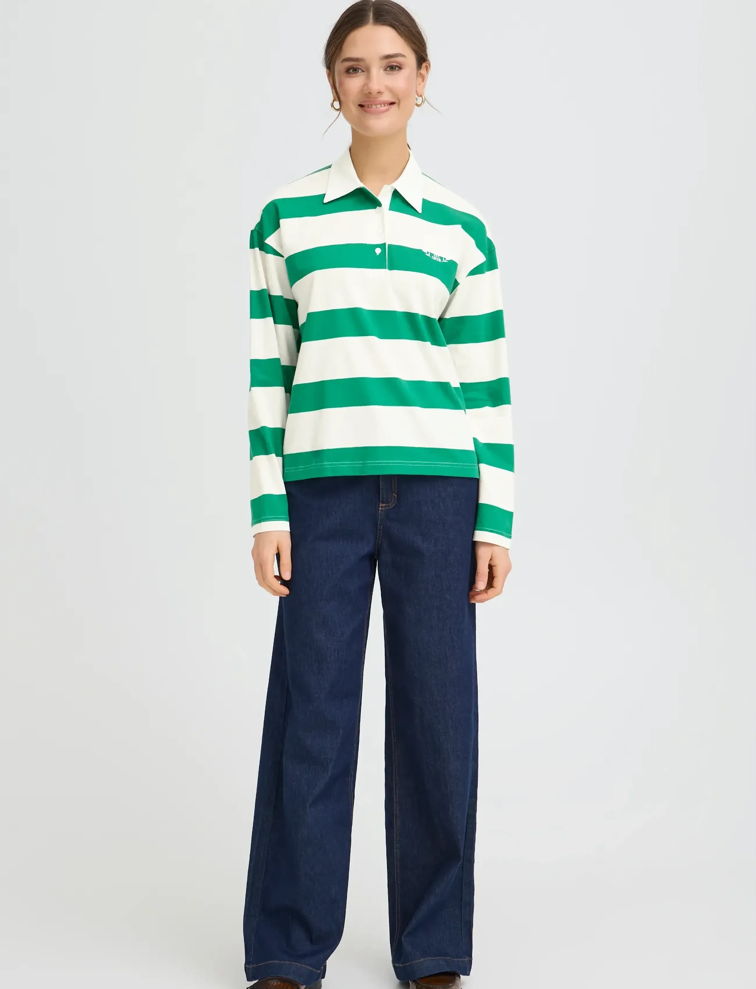 Fransa FRSIGMA TEE 1 - Polosärgid - GREEN/BLUE STRIPE / green