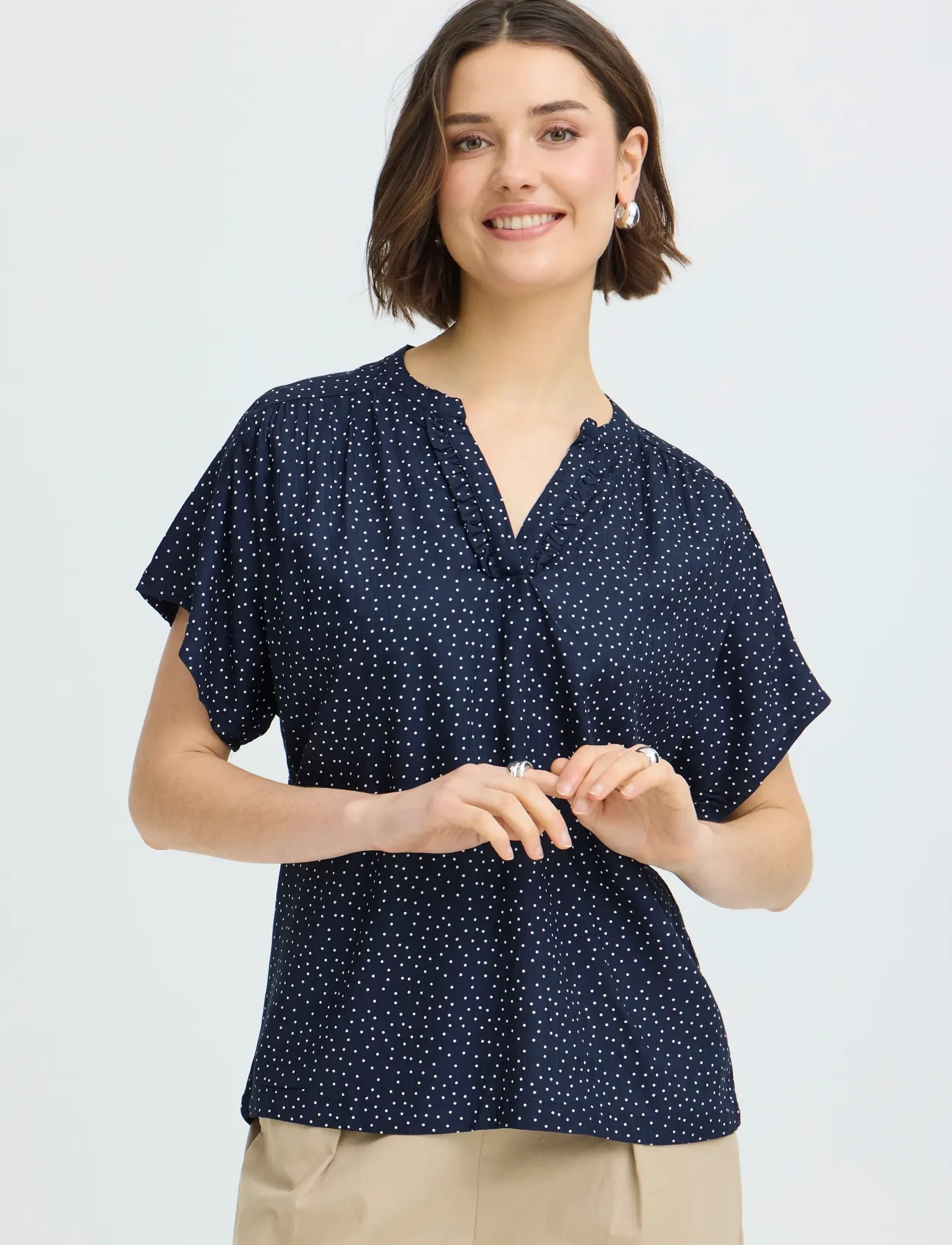 Fransa - FRLAYA BL 1 - short-sleeved blouses - dot dots navy blazer - 3