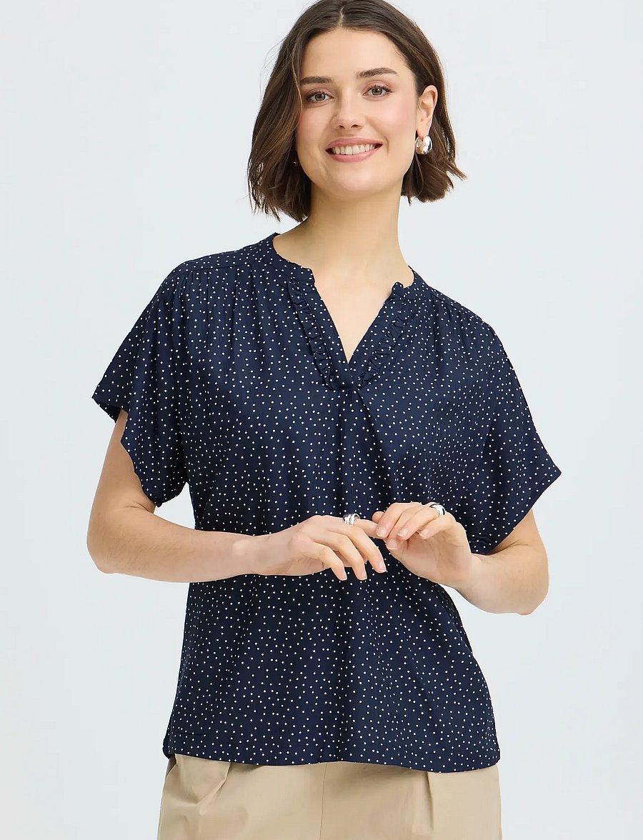 Fransa - FRLAYA BL 1 - lühikeste varrukatega pluusid - dot dots navy blazer - 3
