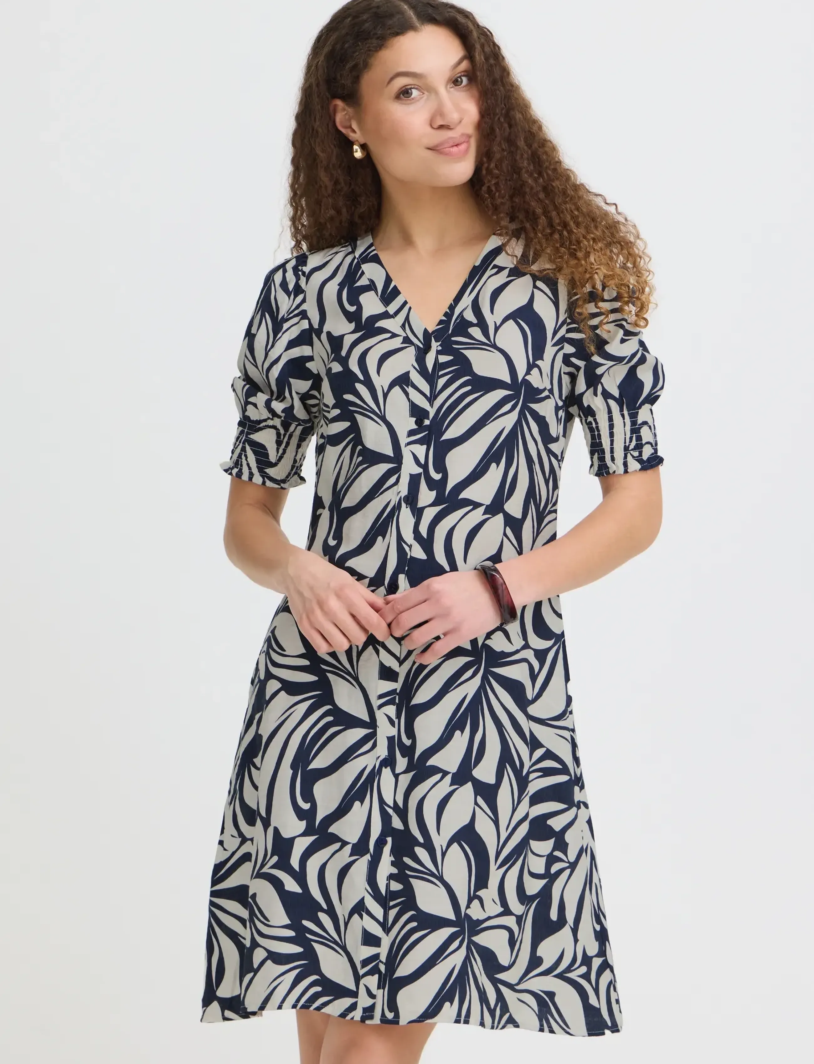 Fransa - FRARIANA DR 18 - midi dresses - floral reverie navy - 3