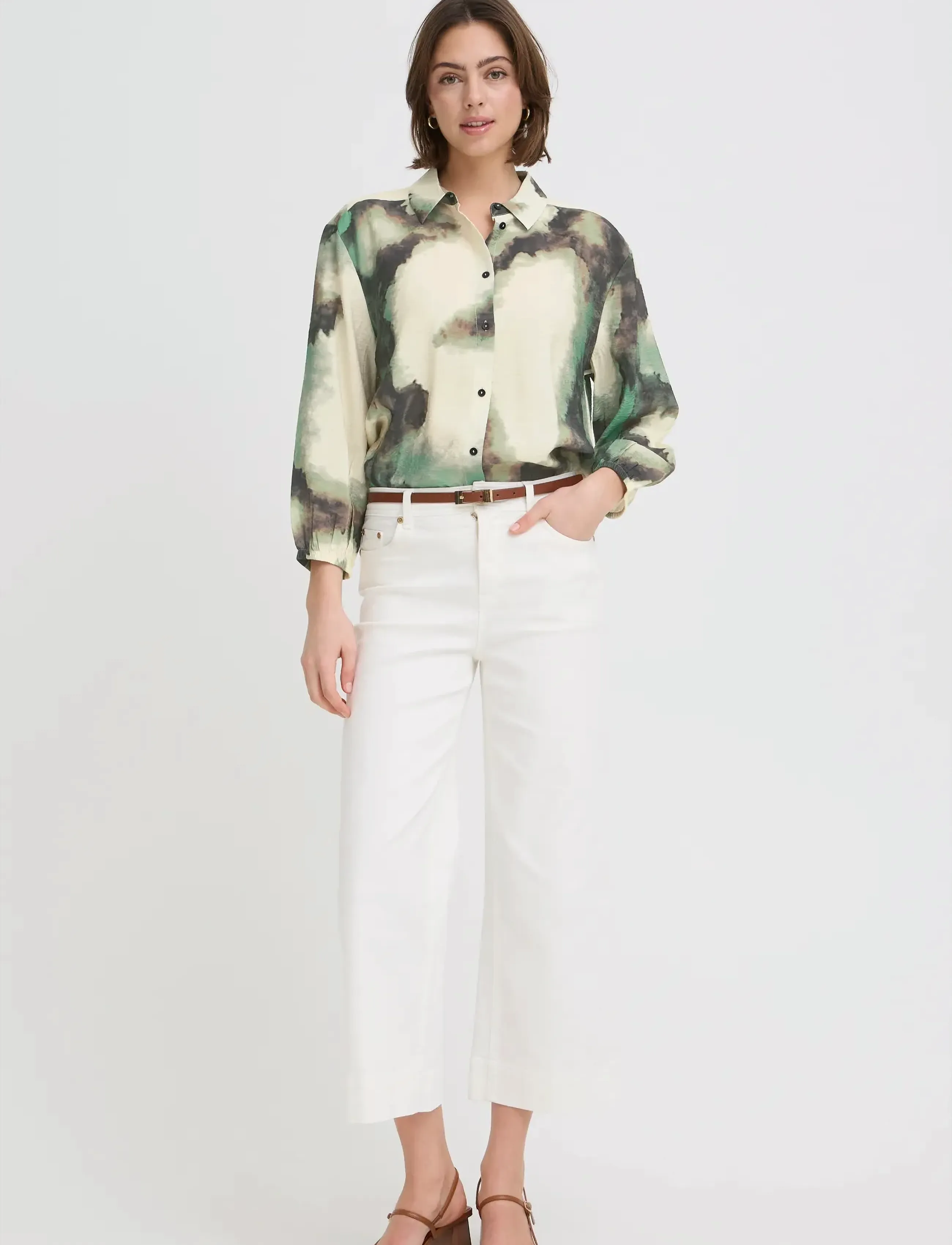 Fransa FRAYLA SH 1 - Hemden - MARBLE CREME D. MENTHE / multi