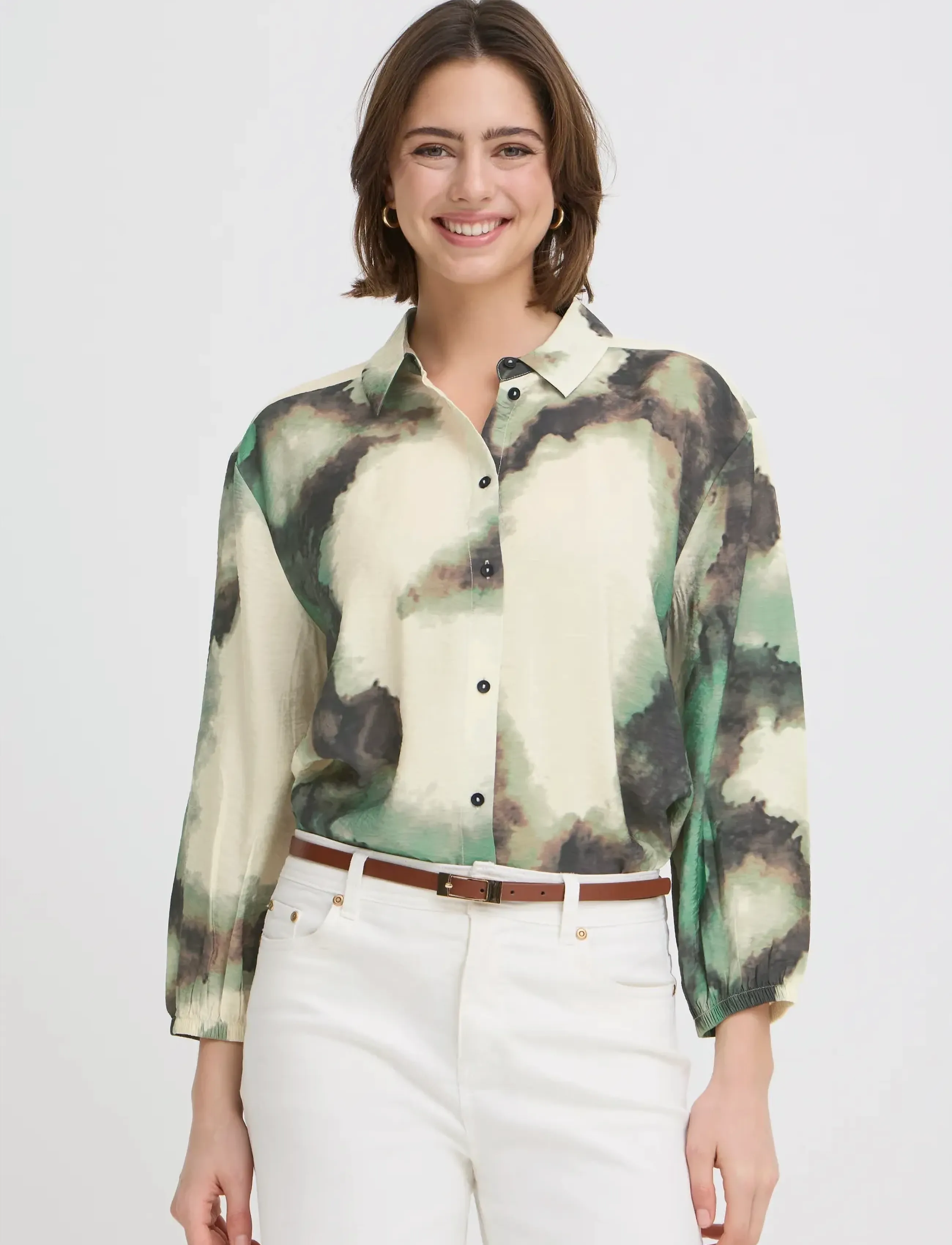 Fransa - FRAYLA SH 1 - langærmede skjorter - marble creme d. menthe - 3