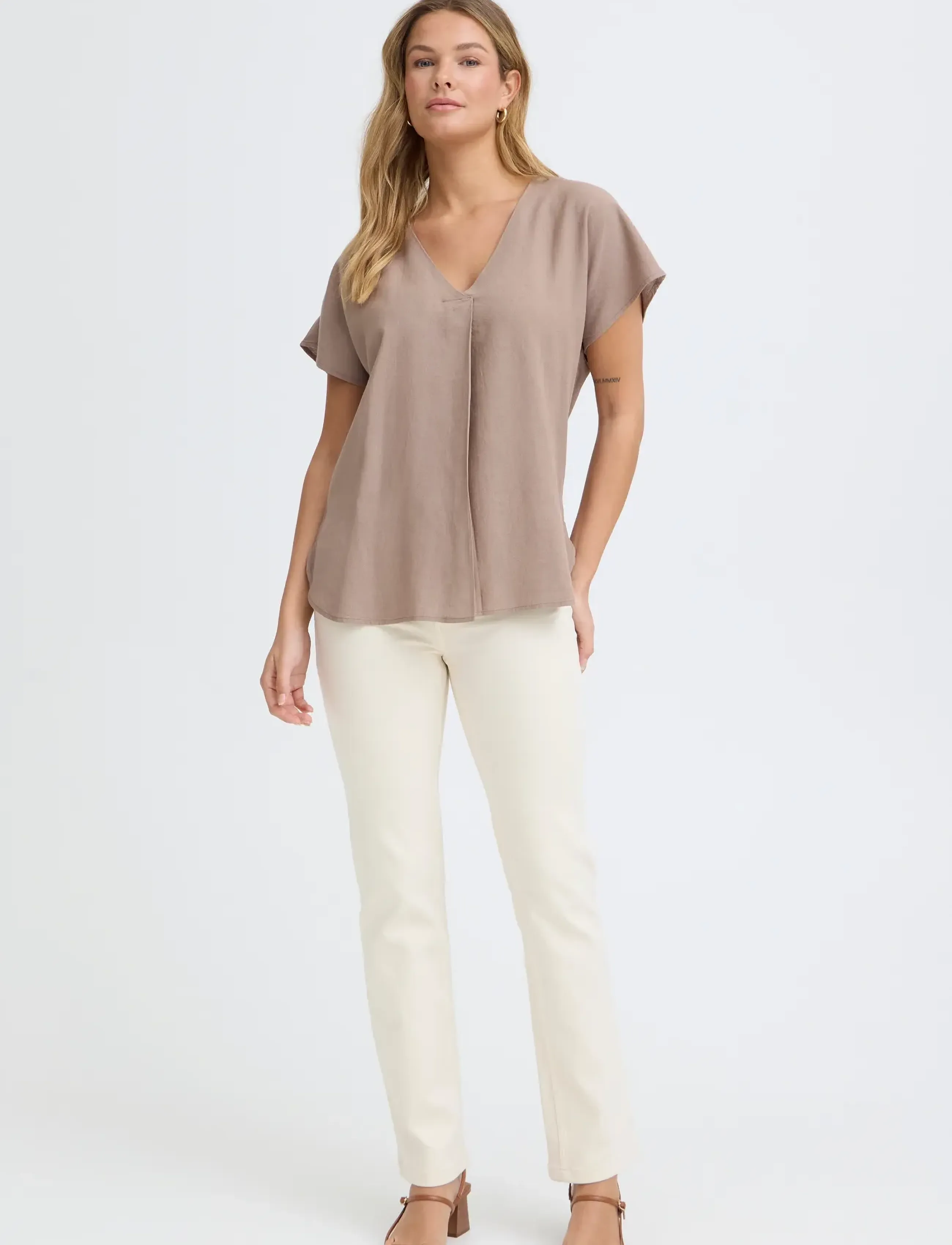 Fransa Frjett Bl 1, S, Beige, Bluser > Kortærmede, Dame