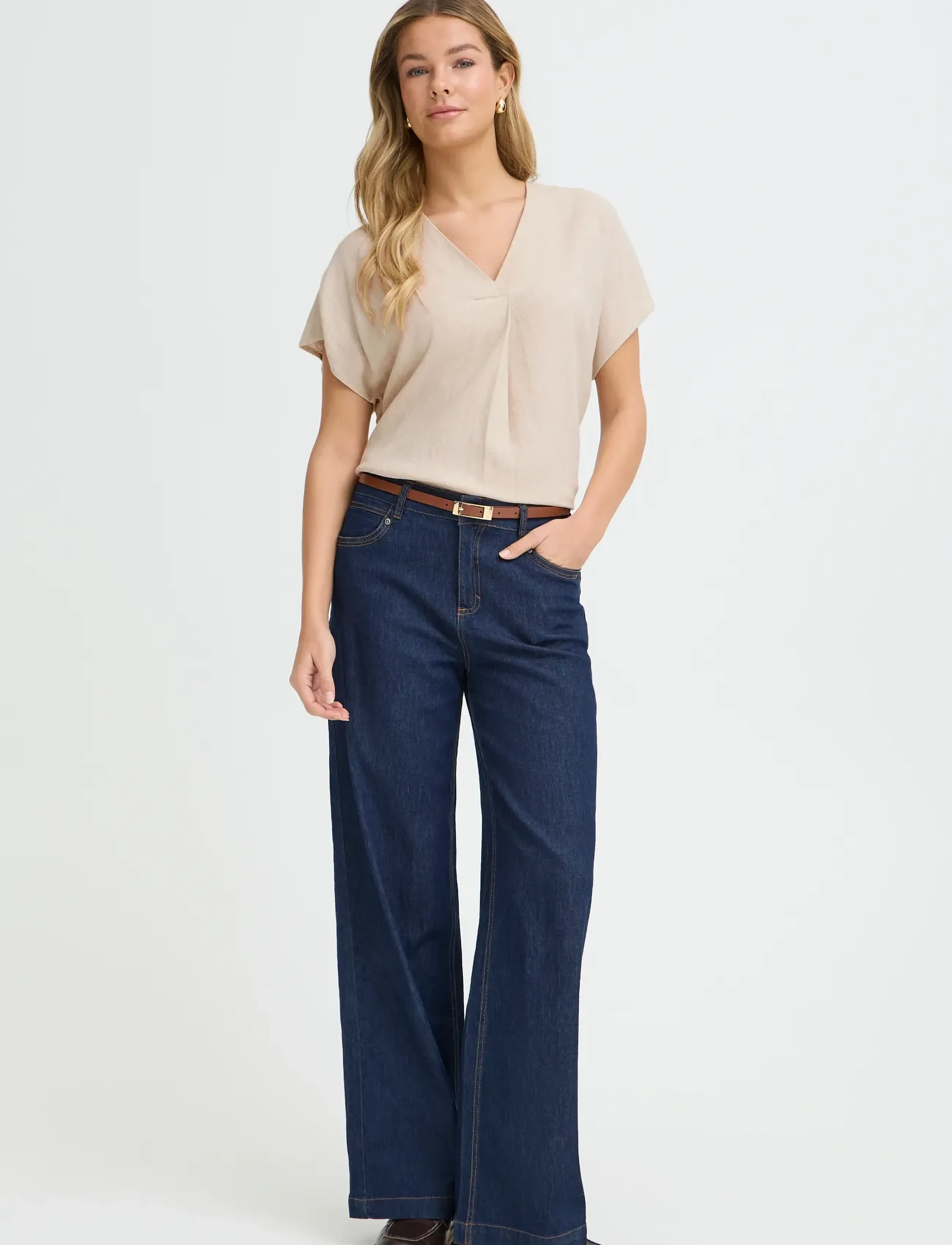 Fransa Frjett Bl 1, S, Beige, Bluser > Kortærmede, Dame