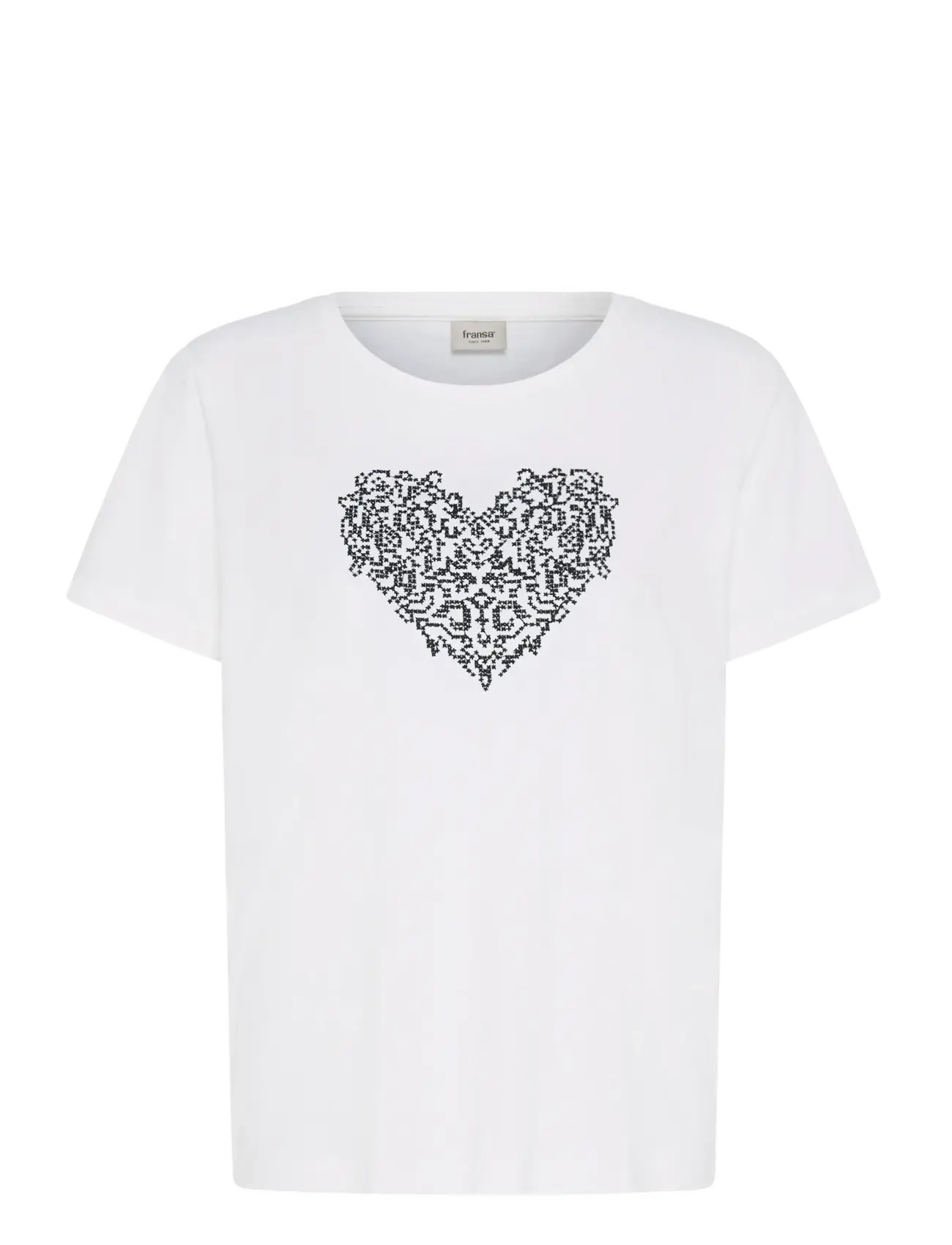 Fransa FRRIASA TEE 1 - Kampagne - BLACK EMB / white