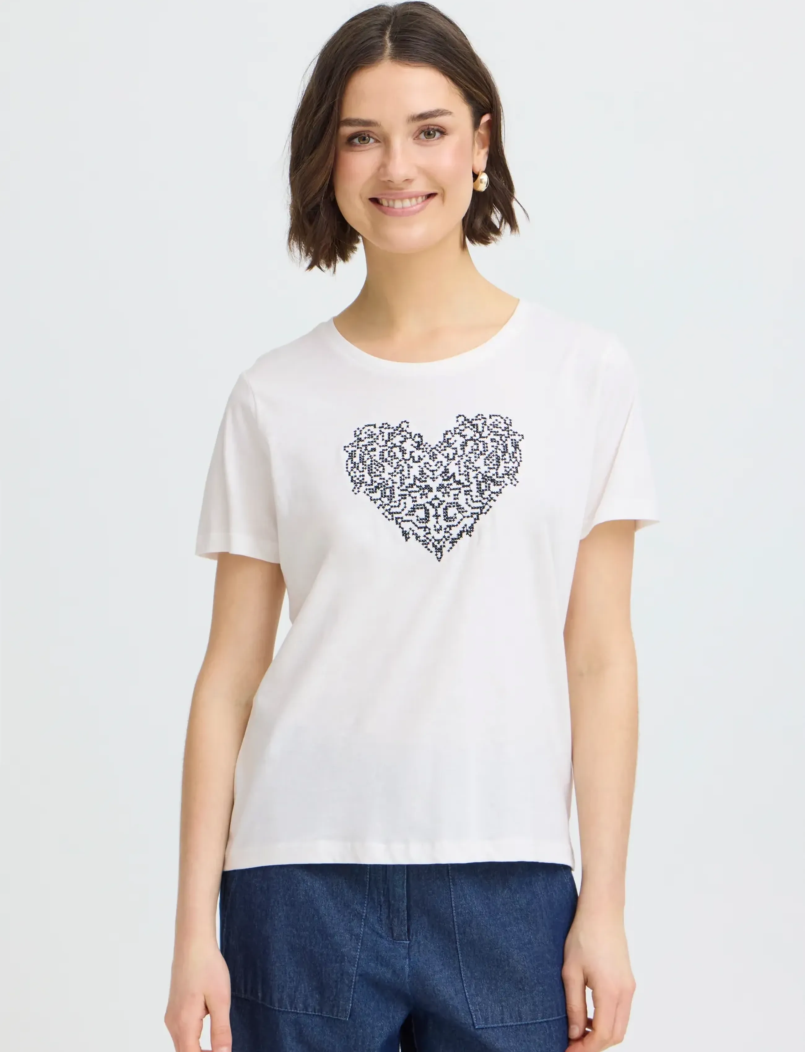 Fransa - FRRIASA TEE 1 - t-shirts - black emb - 3