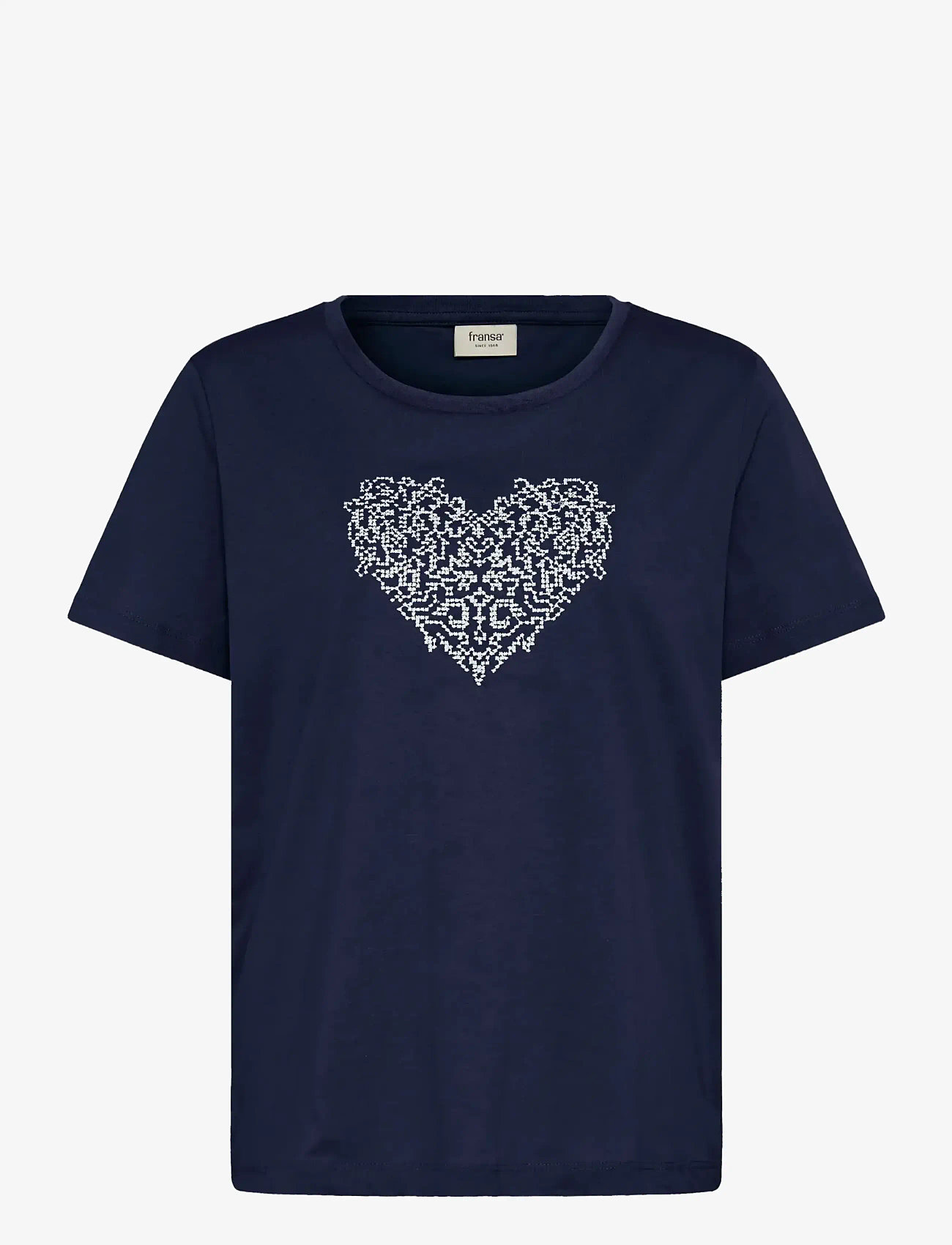 Fransa - FRRIASA TEE 1 - t-shirts - navy w. white emb. - 1