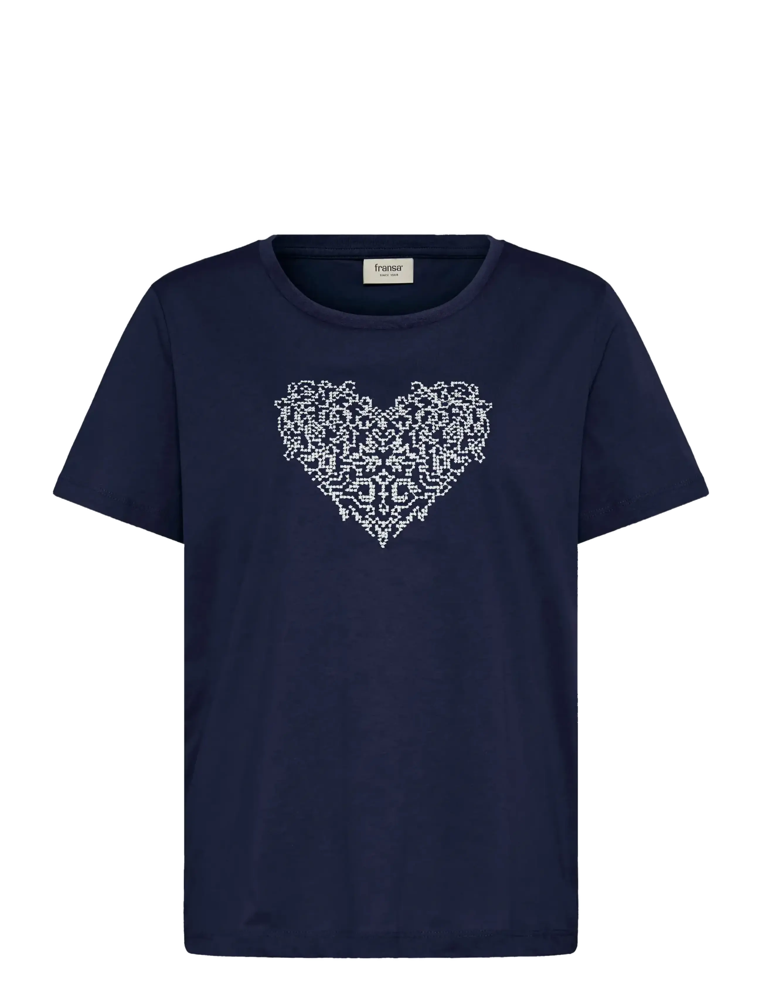 Fransa FRRIASA TEE 1 - Fransa - NAVY W. WHITE EMB. / navy