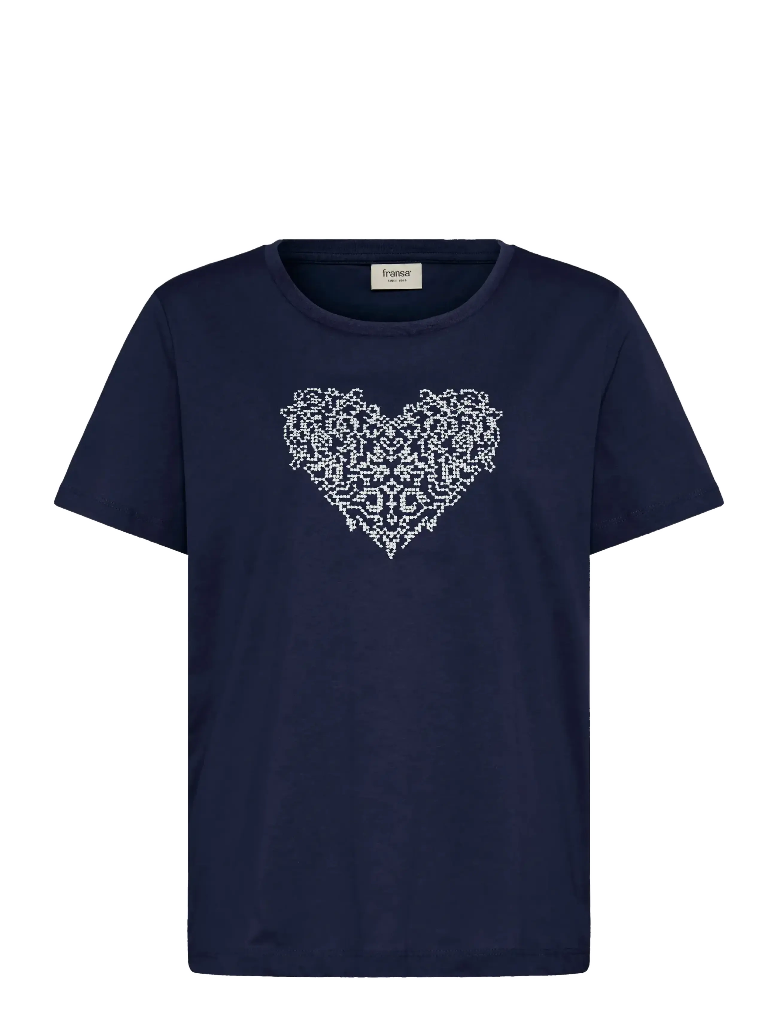 Fransa FRRIASA TEE 1 - Fransa - NAVY W. WHITE EMB. / navy